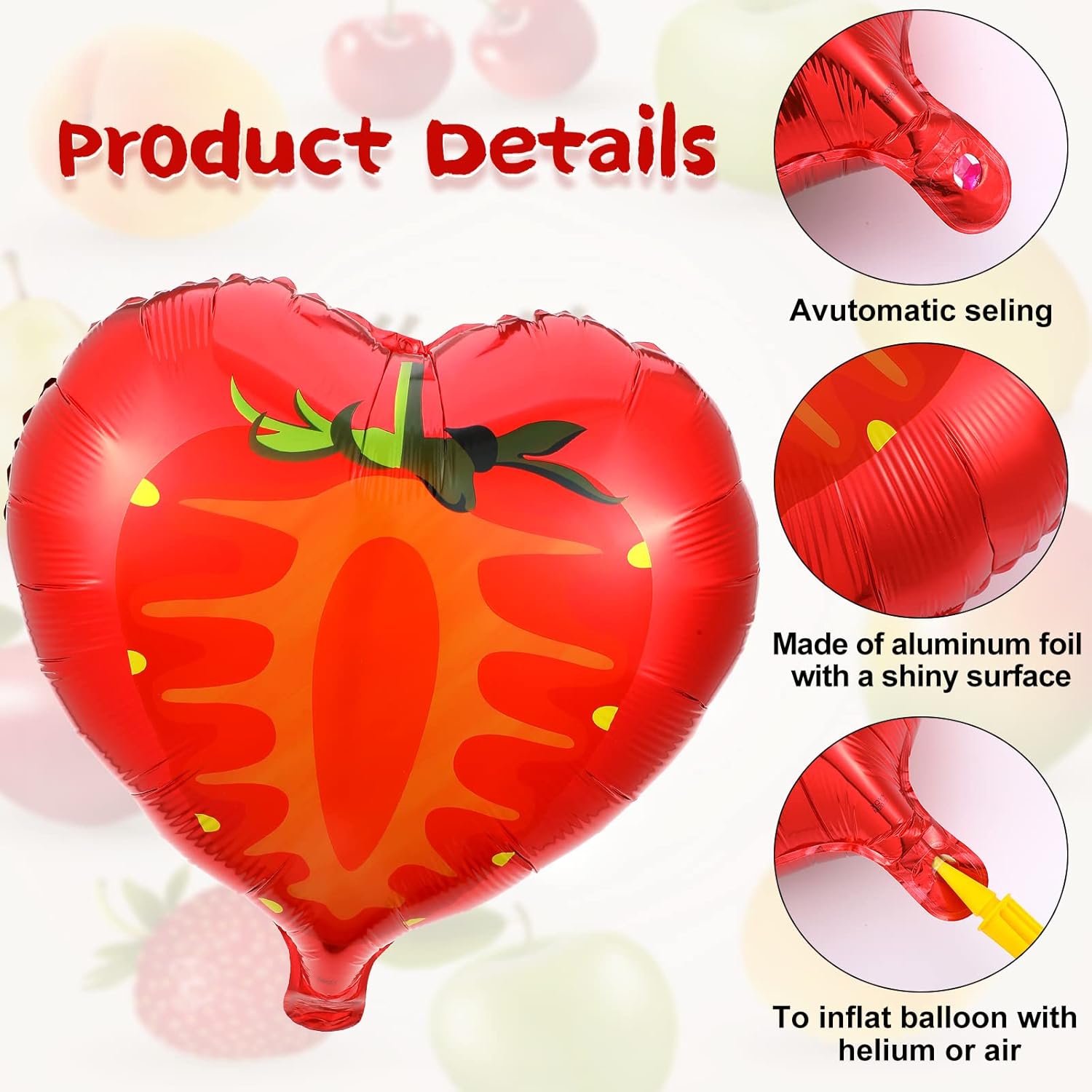 28 globos de frutas de verano para decoraciones de fiesta de frutas Tutti, globos de aluminio de aluminio para helio, globos tropicales de fresas y