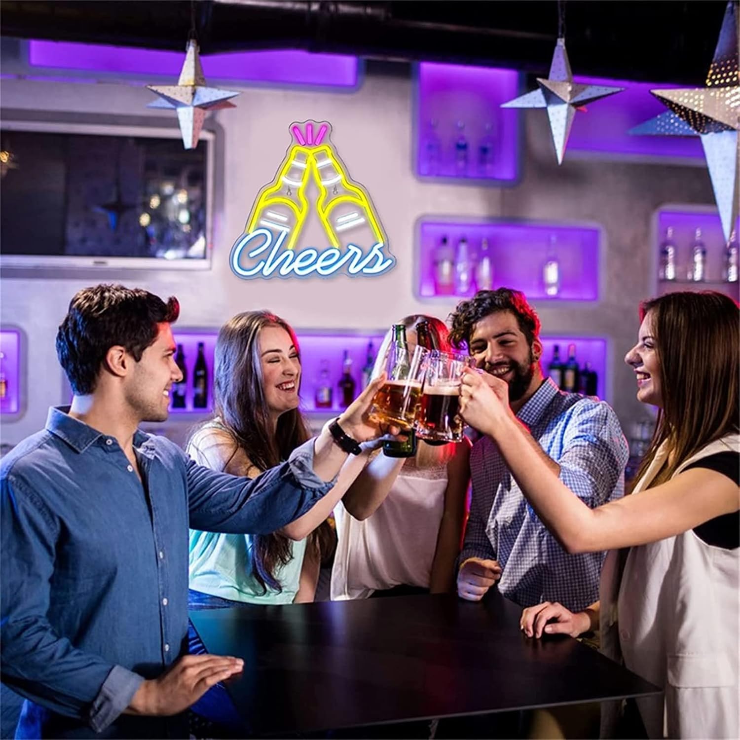 MNB LED Flexible Neon Billboard Neon Billboard Background Bar Decoration Light Shape 34X32cm