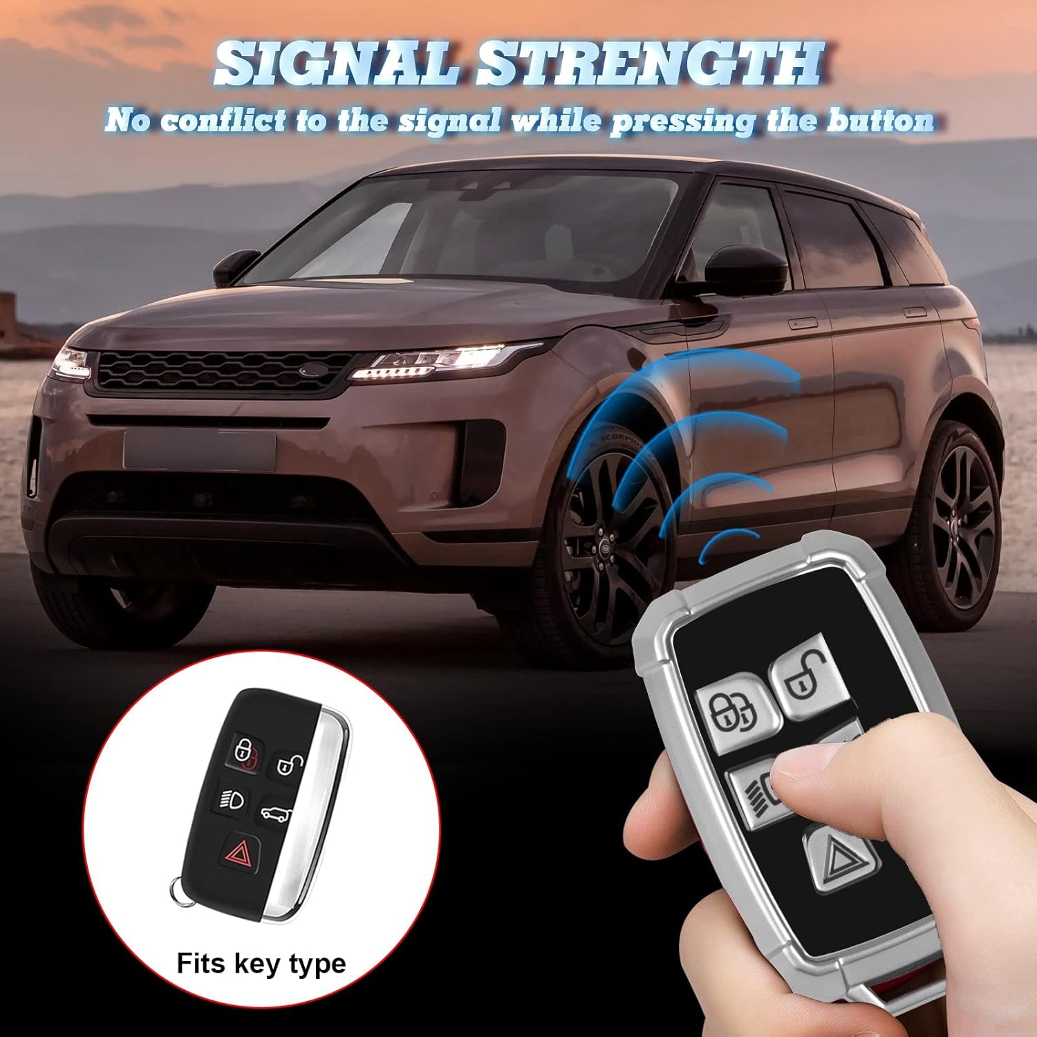 x xotic tech Funda para llavero compatible con Range Rover Evoque Discovery LR4 Land Rover Sport o Jaguar XF XJ F-PACE F-Type 5 botones, protección