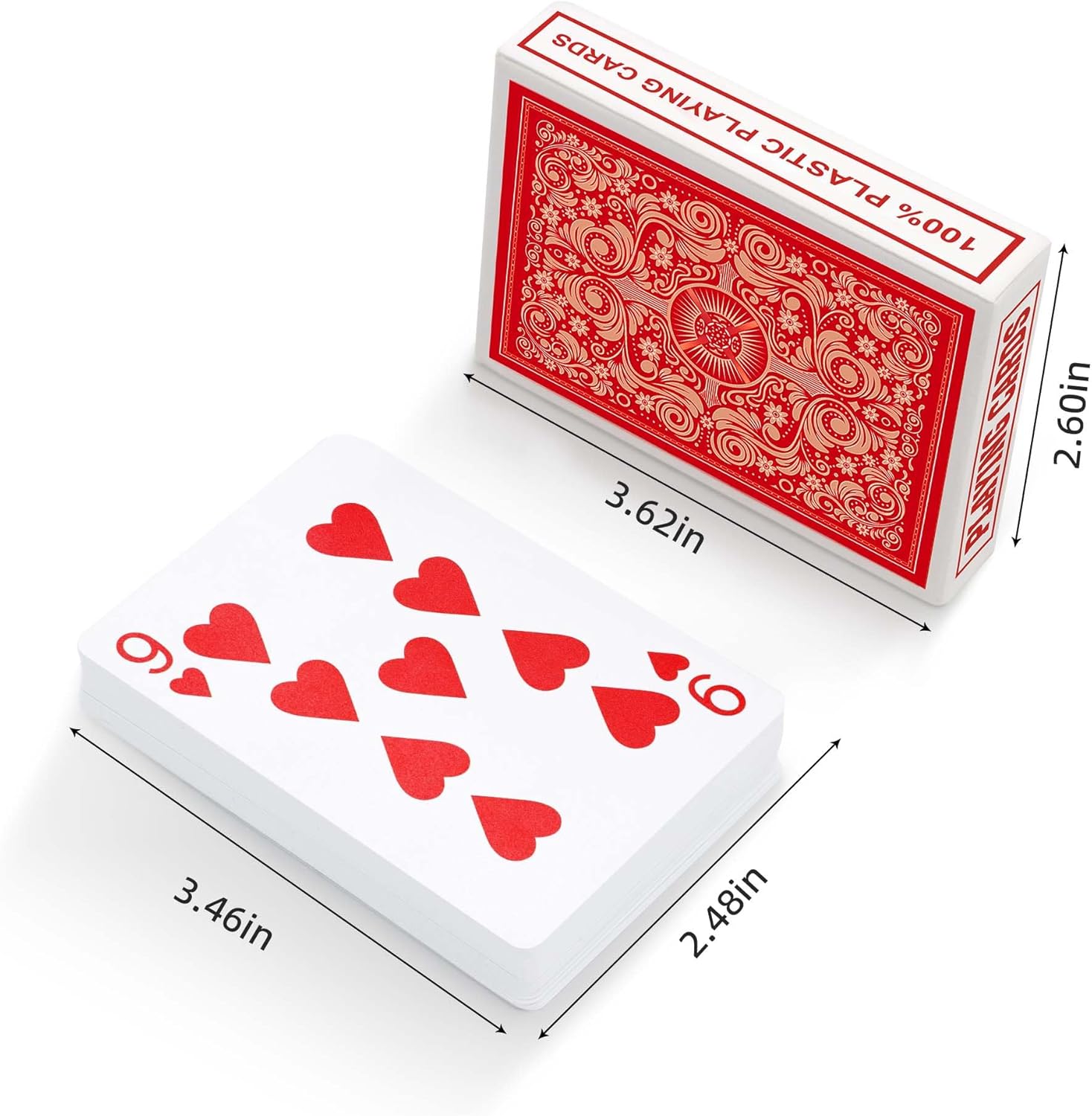 Juego de cartas de plástico impermeables, 2 cartas para adultos y niños, juego de cartas de póquer, índice regular de tamaño de póquer, adecuado