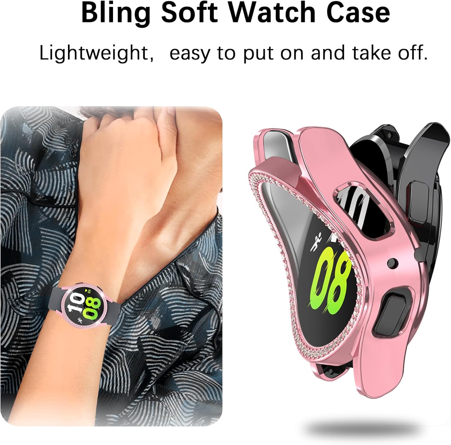 Paquete de 16 protectores de pantalla de reloj compatibles con Samsung Galaxy Watch 54 de 1.575 pulgadas, funda brillante de poliuretano