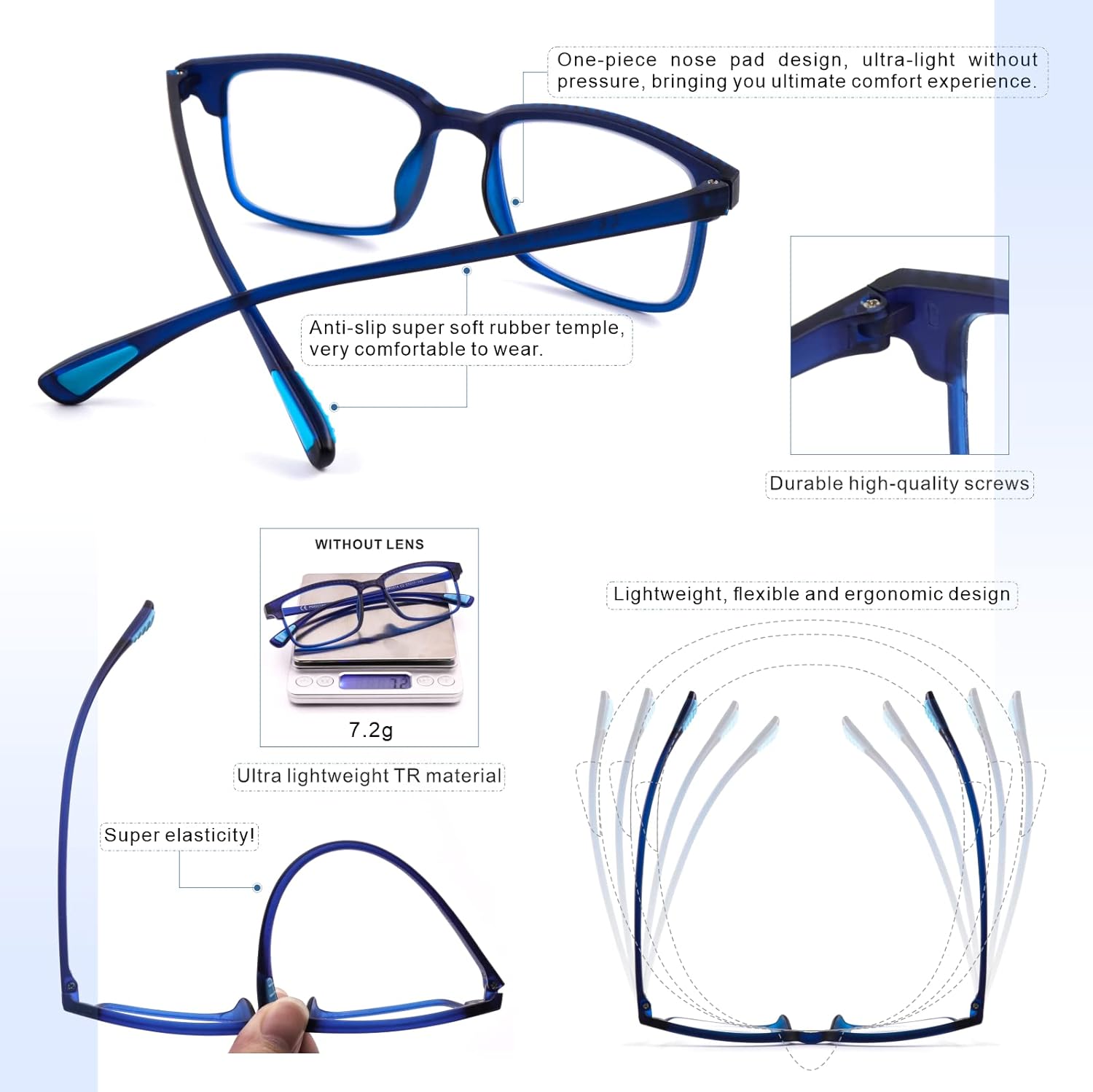 CARA – Paquete de 2 lentes de lectura progresivos multienfoque, marco TR90, flexible, ligero, con bloqueo de luz azul, para lectores de computadora,