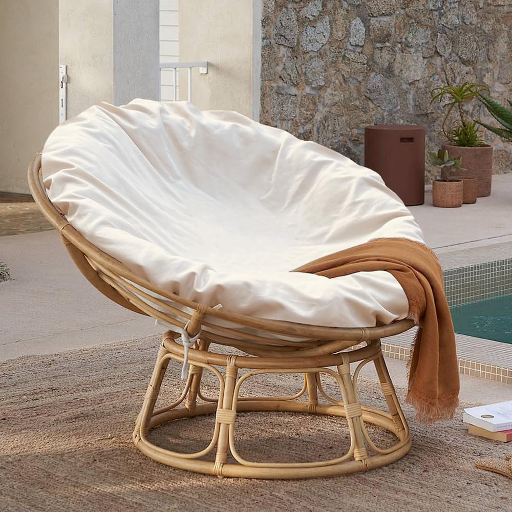 Thankyall Papasan – Funda de cojín para silla Papasan resistente al agua, para puertas exteriores, agradable a la piel, suave, lavable a máquina, no