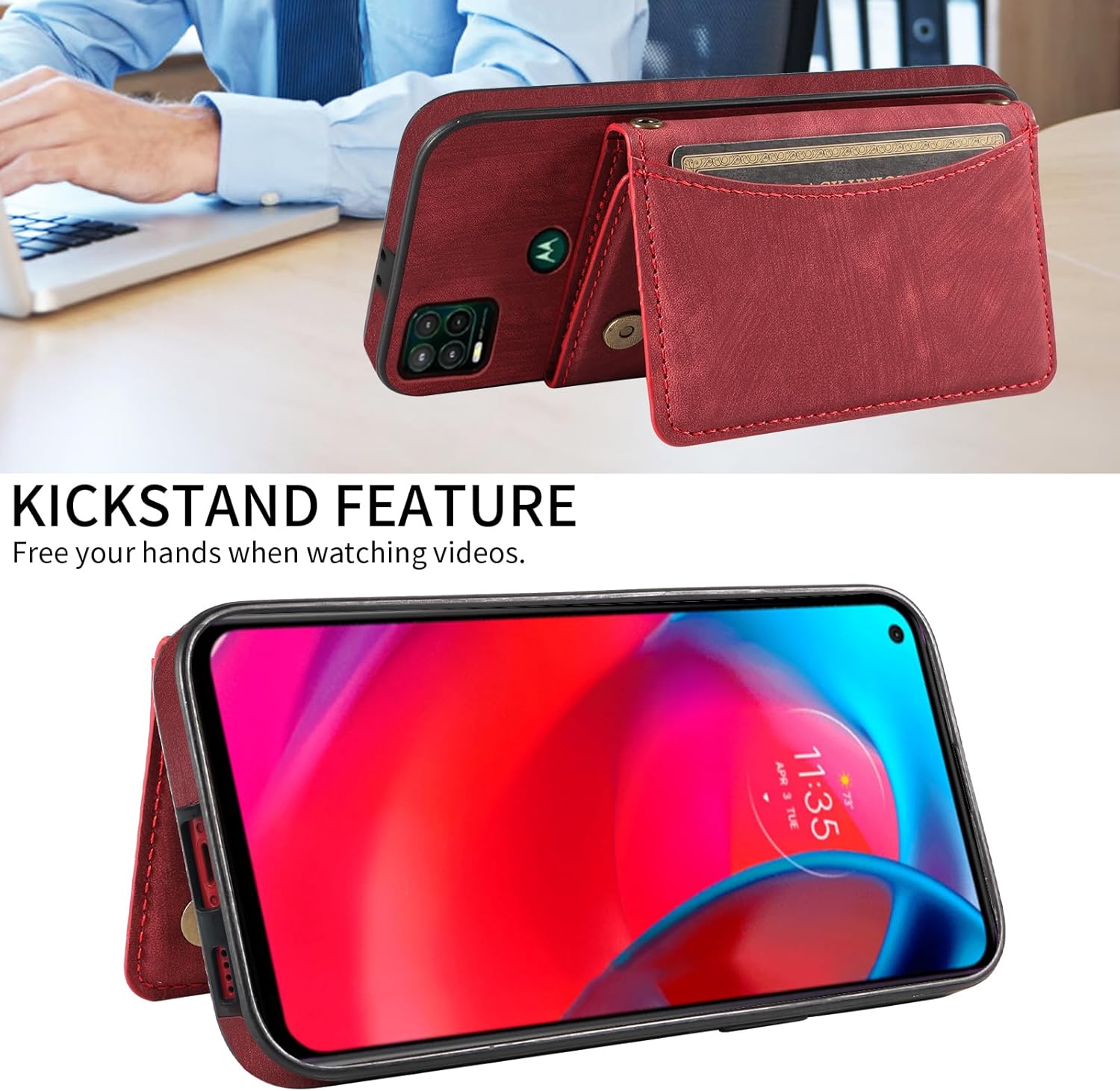 Funda para teléfono Moto G Stylus 5G 2021 con correa cruzada para el hombro y tarjetero de cuero para tarjetas de crédito, bolsillo delgado,