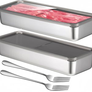 ANMOFLY Recipiente de tocino para refrigerador, 2 recipientes de almacenamiento de alimentos herméticos para delicatessen, contenedor de queso para ANMOFLY Recipiente de tocino para refrigerador, 2 recipientes de almacenamiento de alimentos herméticos para delicatessen, contenedor de queso para