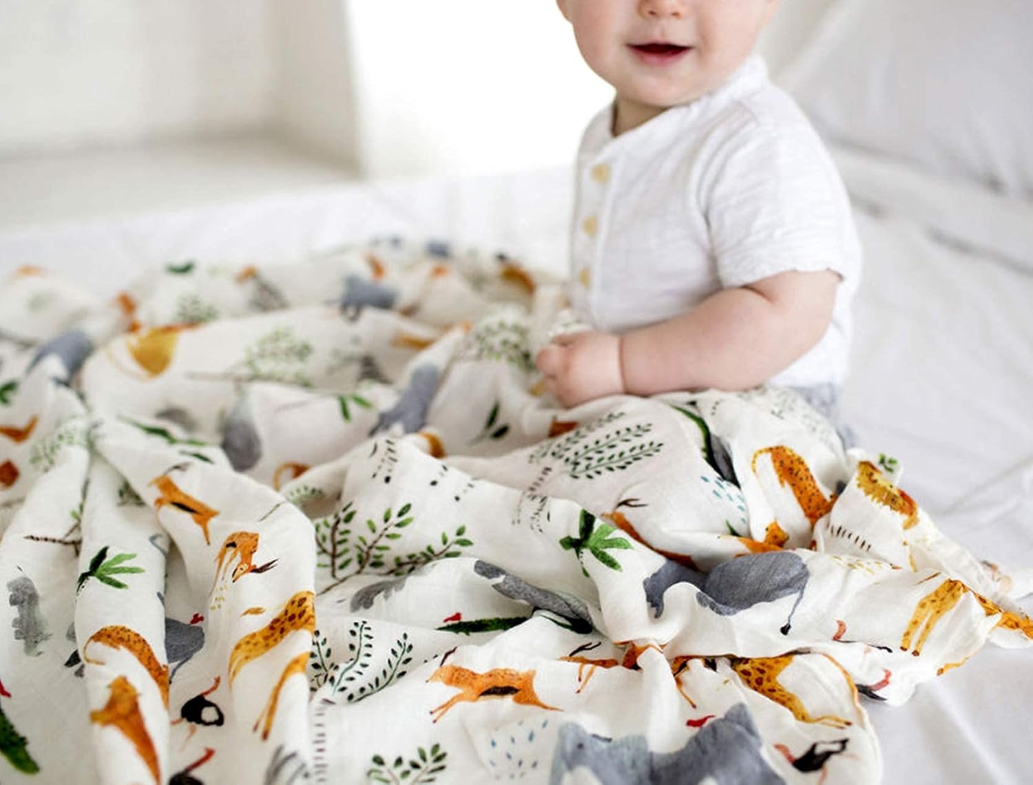 Loulou Lollipop  Manta suave de muselina para bebé, manta de recepción premium, manta envolvente para bebe de 47″ x 47″ para niñas y niños