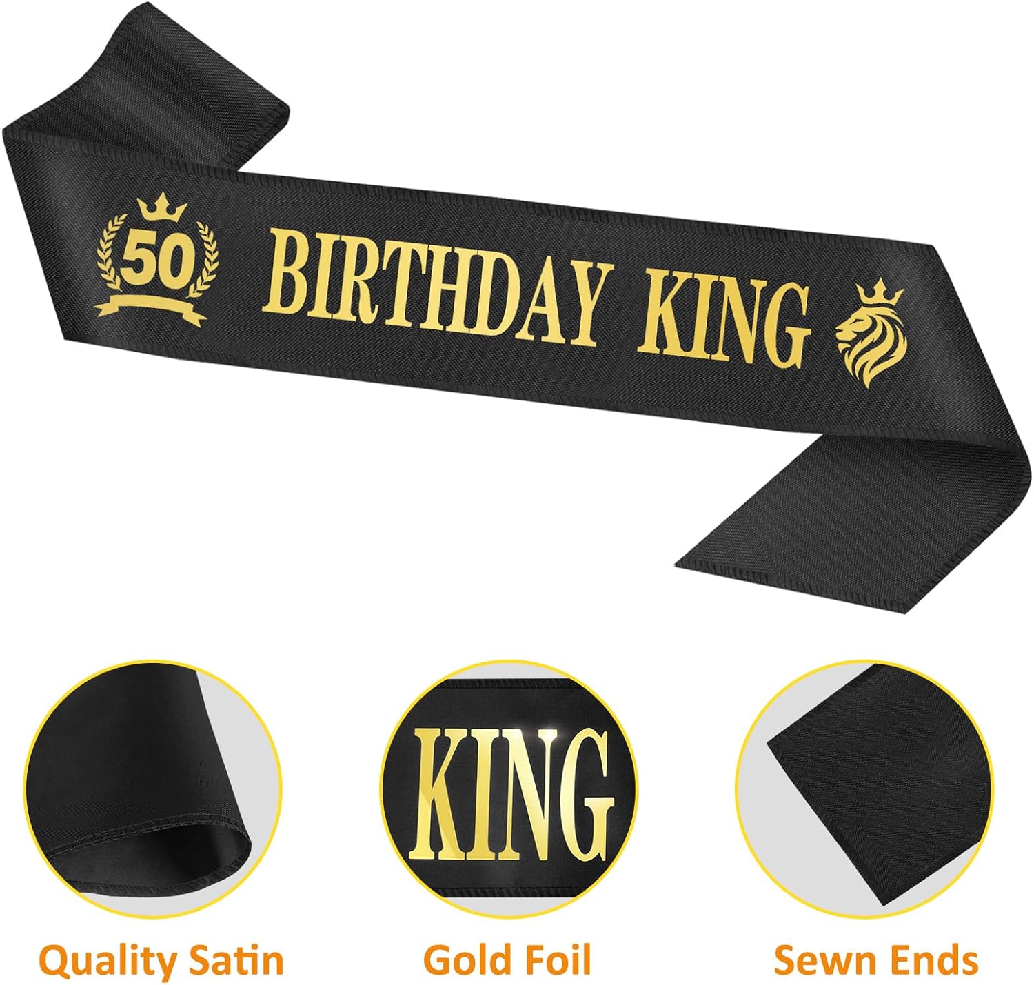 Regalos de cumpleaños 50 para hombres, decoraciones de cumpleaños 50 para hombres, corona de rey de 50 cumpleaños y banda de rey de cumpleaños 50,