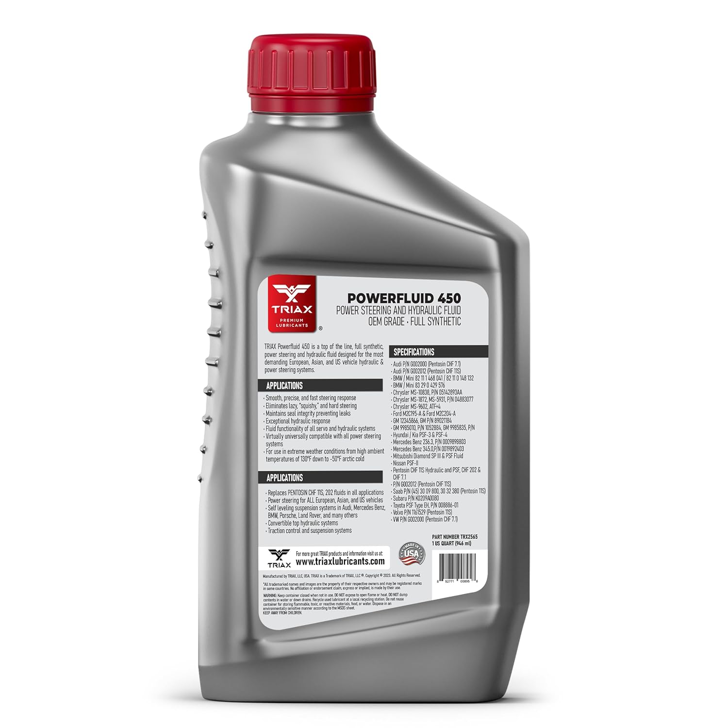 TRIAX Powerfluid 450 PSF – CHF 11S – Líquido hidráulico sintético de larga duración y dirección asistida compatible con Audi, Bentley, BMW,