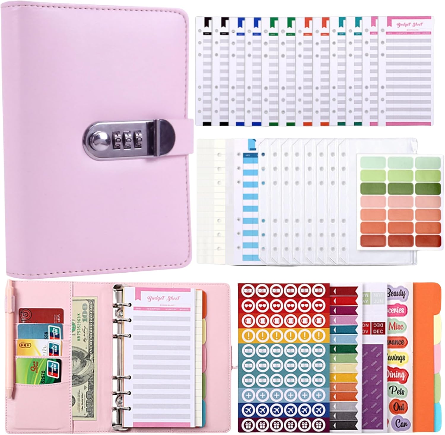 Carpeta de desafíos de ahorro con cerradura, carpeta de ahorro de dinero, libro de desafíos de ahorro con sobres, desafío de ahorro de sobres, mini