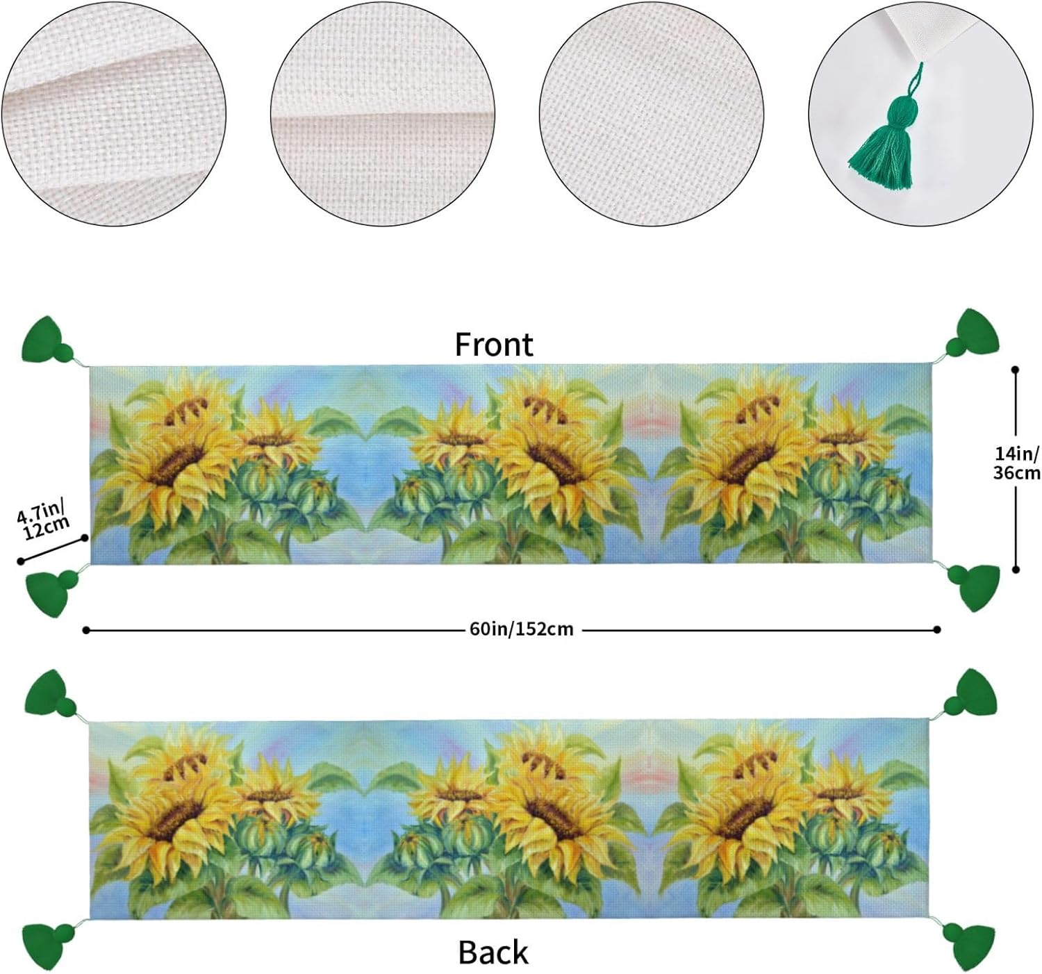 Sunflowers Oil Painting Christmas Table Runner Dining Table Decor Christmas Decorations Indoor Home Decor Christmas Table Runners Xmas Navidad