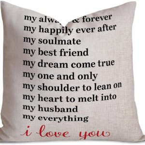 My Always & Forever My Happily Ever After My Soulmate – Fundas de almohada con cita para los enamorados, fundas de almohada decorativas de lino y My Always & Forever My Happily Ever After My Soulmate – Fundas de almohada con cita para los enamorados, fundas de almohada decorativas de lino y