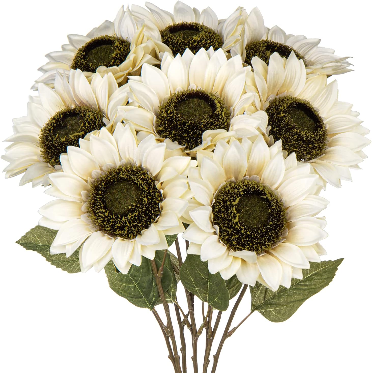 8 girasoles artificiales de 25 pulgadas de tallo largo, flores artificiales grandes de girasoles falsos a granel, girasoles artificiales de seda
