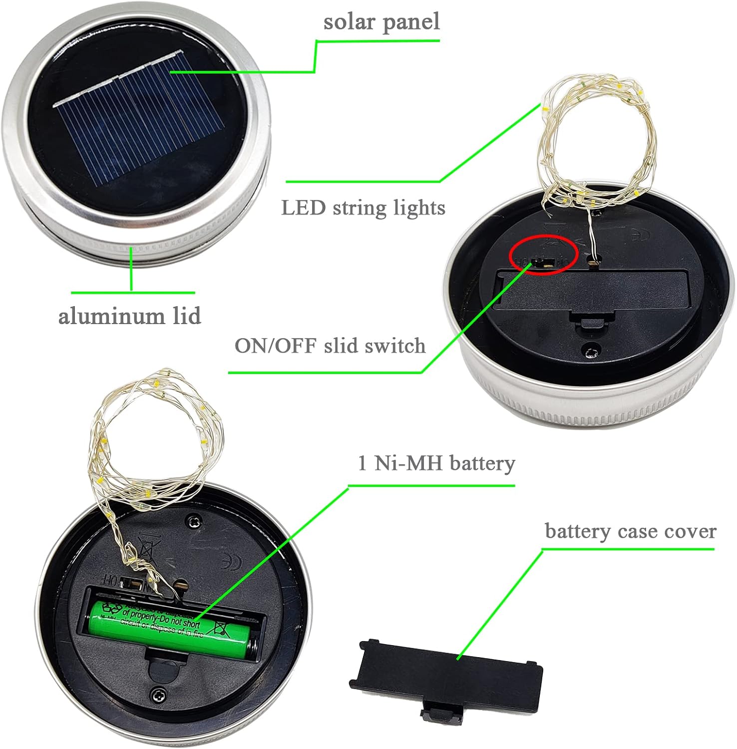 Paquete de 10 luces solares para tarros de masón, 20 luces LED con forma de hada y estrella, con 10 colgadores, resistente al agua y al óxido, para