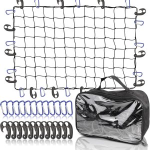 Vedozo Red de carga para caja de camión, 3 x 4 pies que se estira a 8 x 10 pies, red para cama de camioneta, malla elástica de 4 x 4 pulgadas con 24 Vedozo Red de carga para caja de camión, 3 x 4 pies que se estira a 8 x 10 pies, red para cama de camioneta, malla elástica de 4 x 4 pulgadas con 24