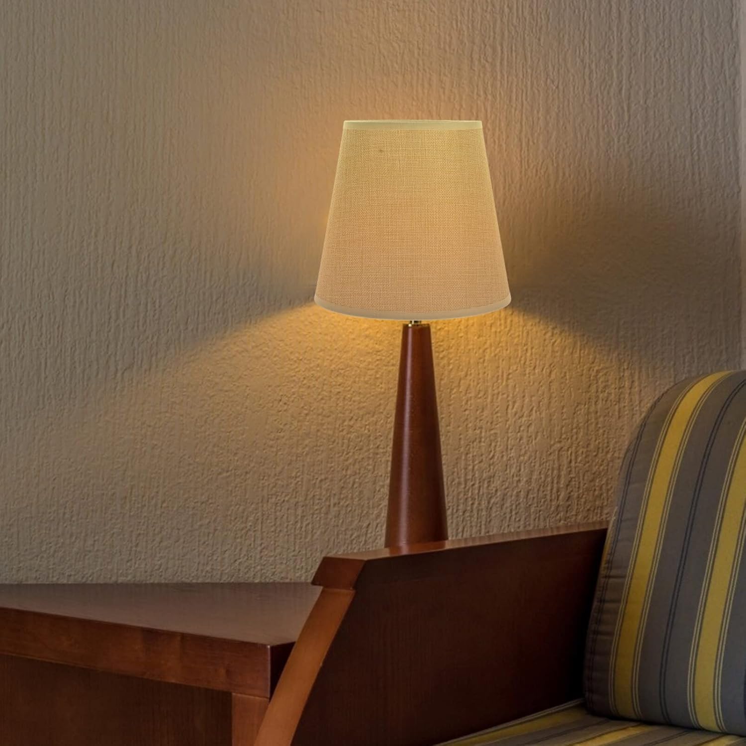 Lámpara colgante de tela, lámpara de arpillera, cubierta de lámpara de tela, pantalla de escritorio, pantalla E27, lámpara de pared, clip en la