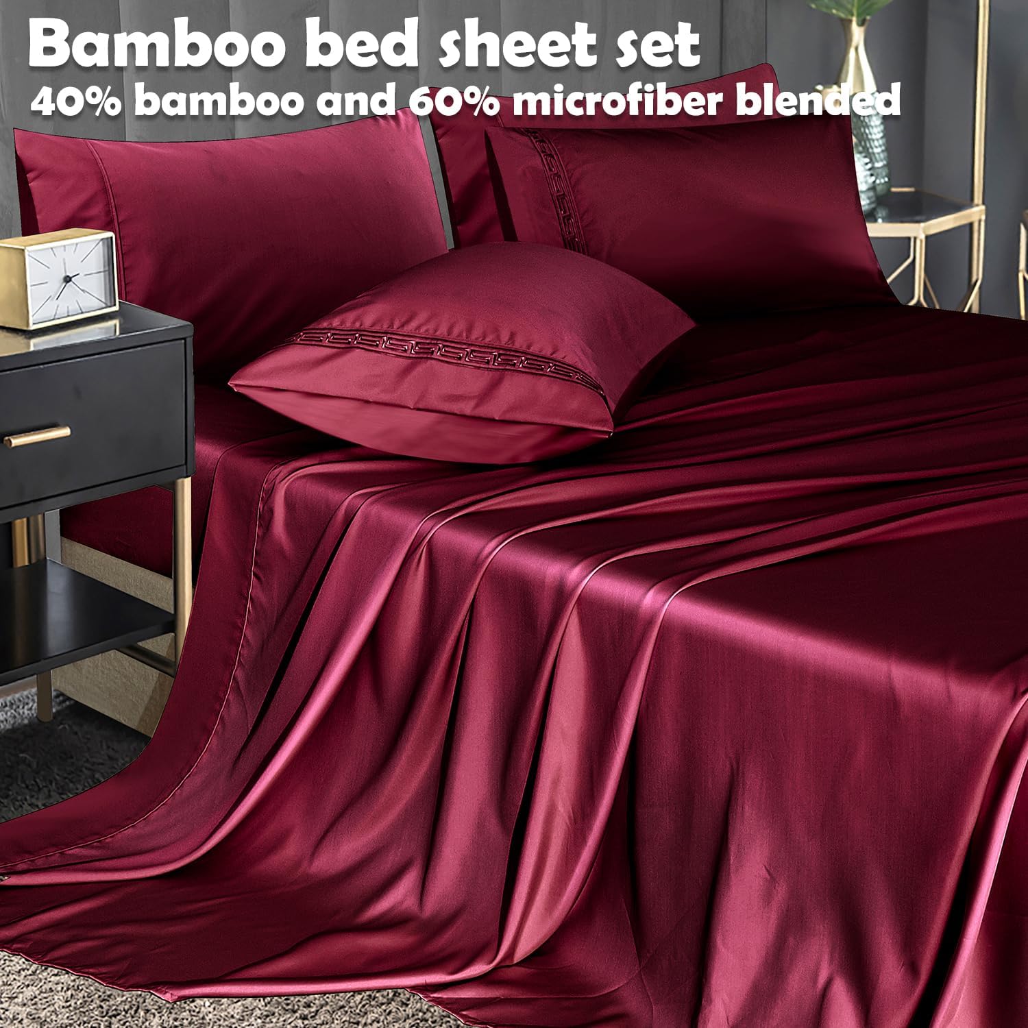 MCO Bedding Twin Bed Sheets Set – Rayon Derived from Bamboo Sheets – Cooling Breathable Bedding Set with 16″ Deep Pocket Design (4 Pieces, Twin,