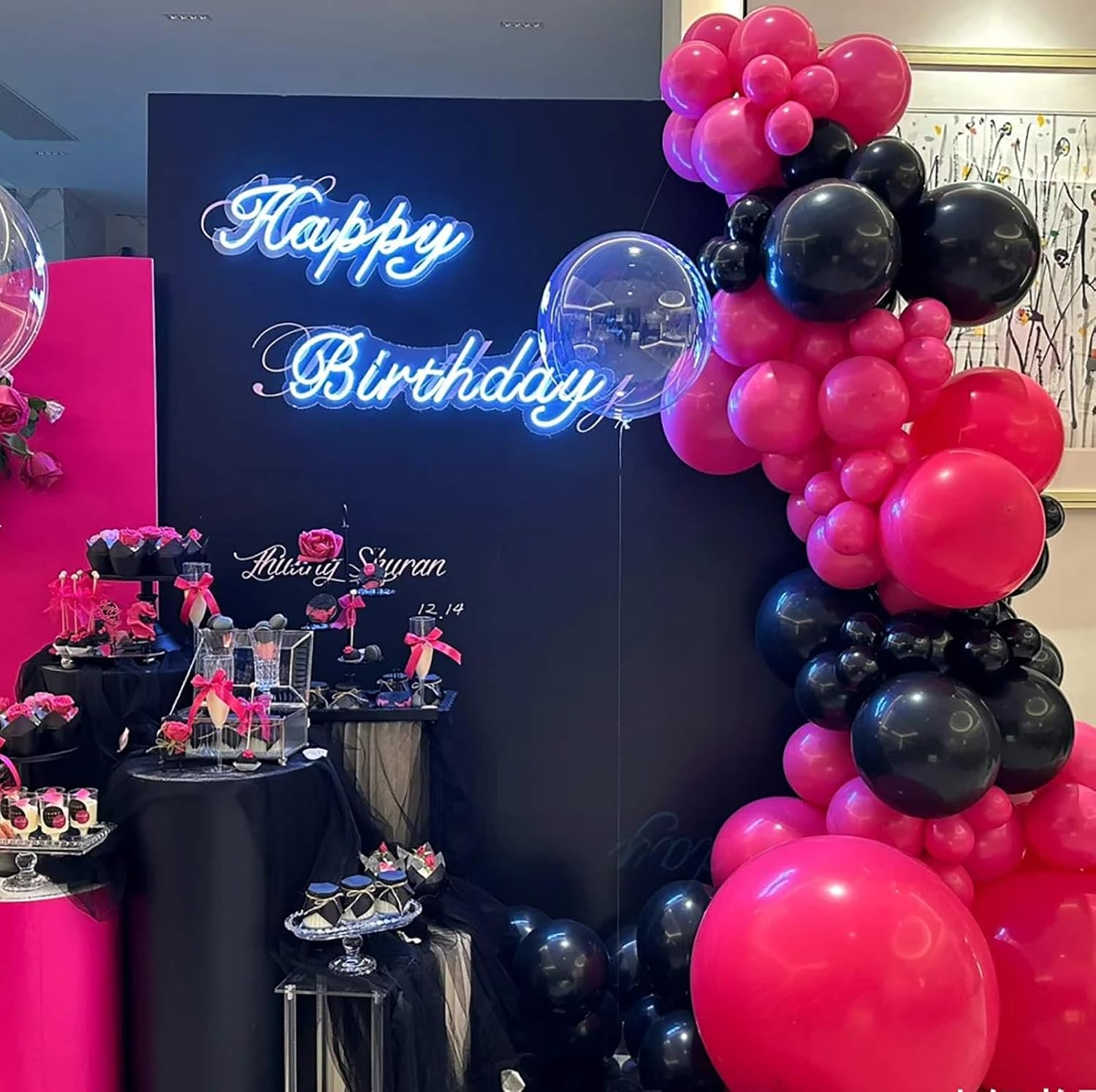 KALOR Globos negros, 100 globos de látex mate de 5 pulgadas para arco de guirnalda de globos, decoración de cumpleaños, fiesta de boda, decoración