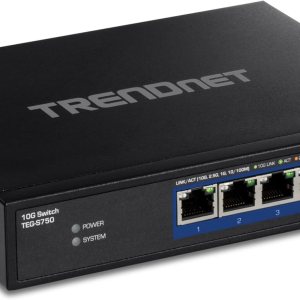TRENDnet Interruptor 10G de 5 puertos, 5 puertos RJ-45 de 10 G, capacidad de conmutación de 100 Gbps, admite conexiones 2.5G y 5G-BASE-T, protección TRENDnet Interruptor 10G de 5 puertos, 5 puertos RJ-45 de 10 G, capacidad de conmutación de 100 Gbps, admite conexiones 2.5G y 5G-BASE-T, protección