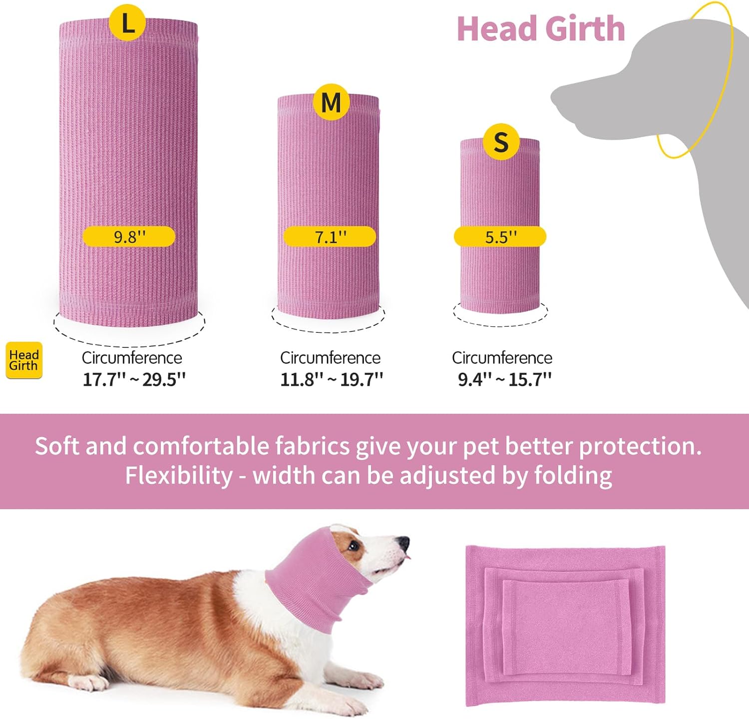 Nanaki Capucha para perro sin solapa, diadema silenciosa para la cabeza de perro, cubierta para la cabeza de perro, no se sacude, protector de oídos