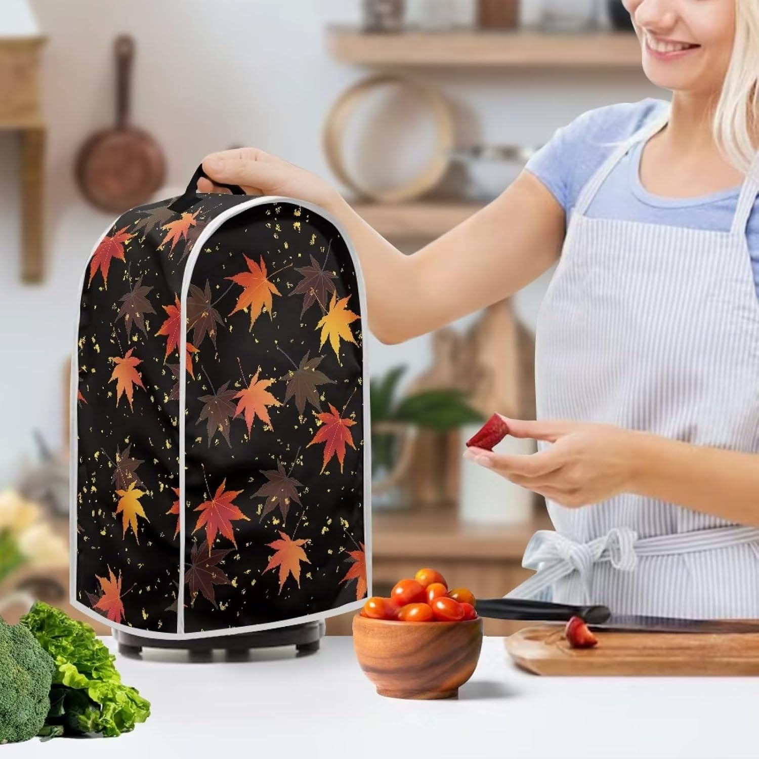 Eheartsgir Cubierta de batidora de hoja de arce para cocina, soporte para batidora o cafetera, decoración de cocina, bolsa de almacenamiento