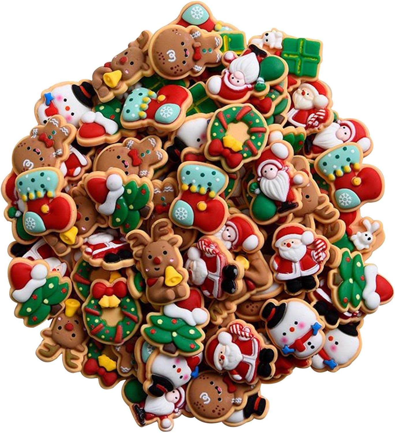 Resina de Navidad  Botones de resina de Navidad con parte trasera plana para manualidades, decoración de álbumes de recortes. Wynott