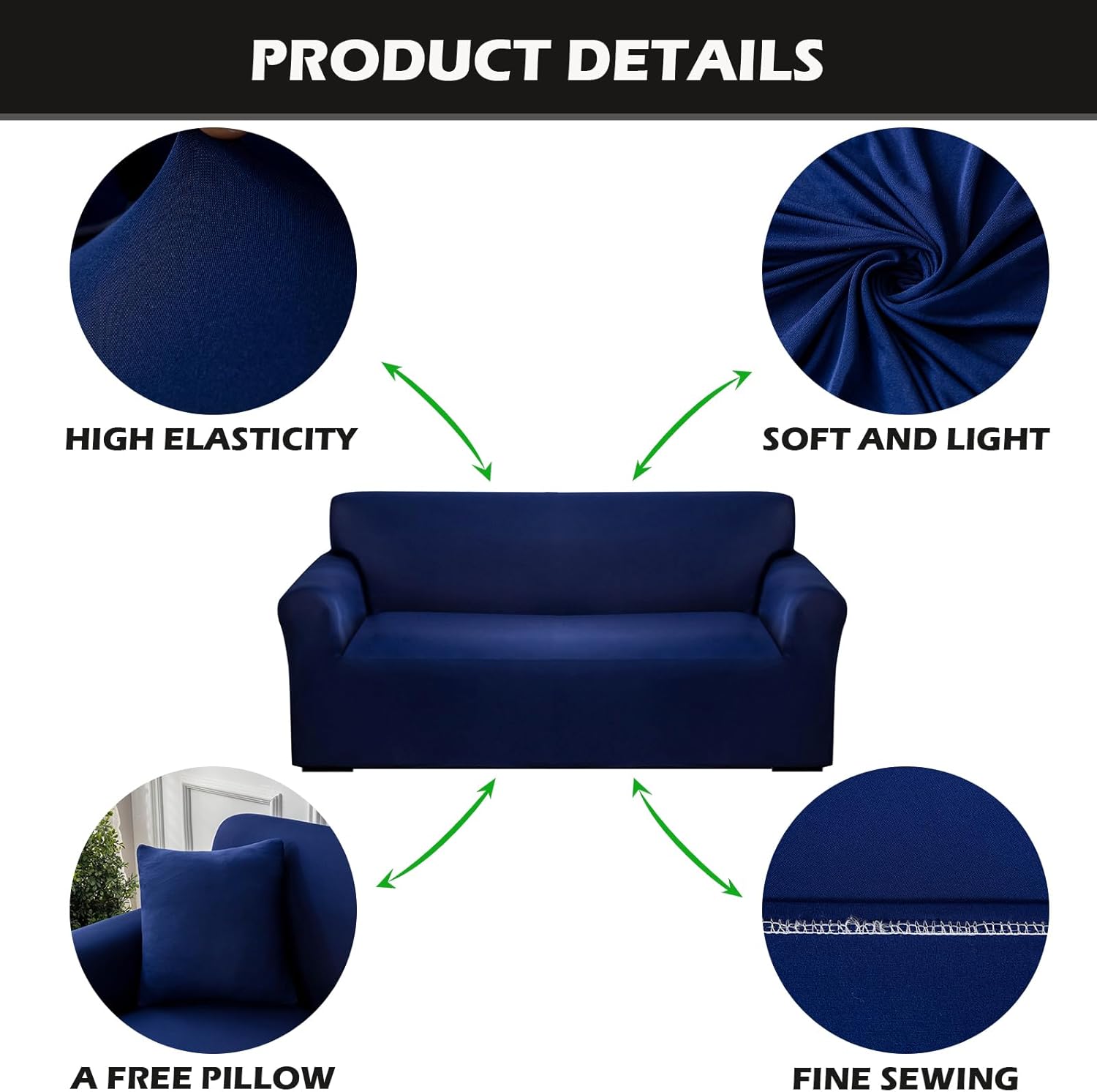 Funda elástica para sofá de 3 cojines, funda antideslizante de color liso, duradero, lavable, protector de muebles para decoración del hogar