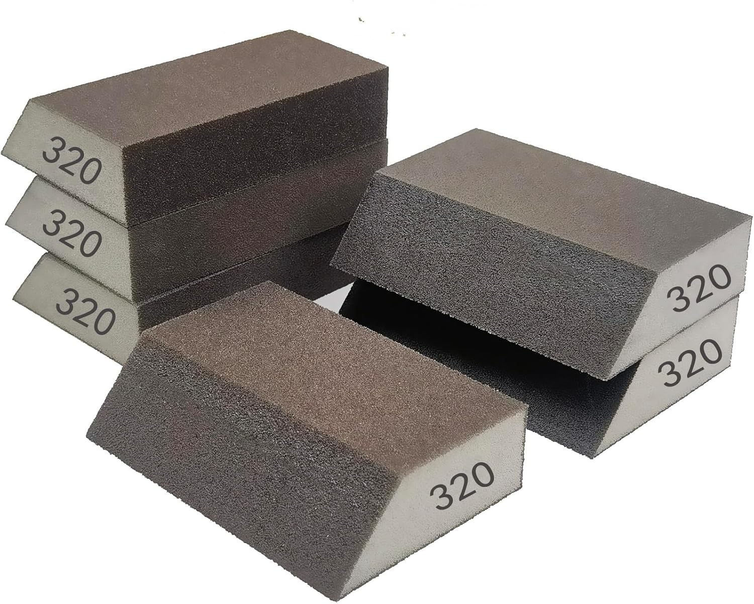 Paquete de 6 esponjas de lijado, surtido de bloques de lijado de grano 320, lavables y reutilizables para paneles de yeso de madera, metal para el