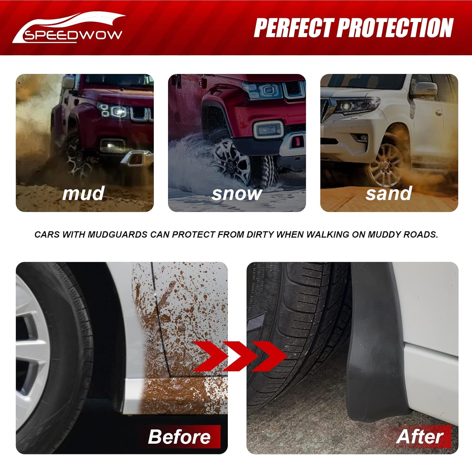 SPEEDWOW Protectores contra salpicaduras para Silverado 1500 2019-2022, 4 piezas delanteras y traseras