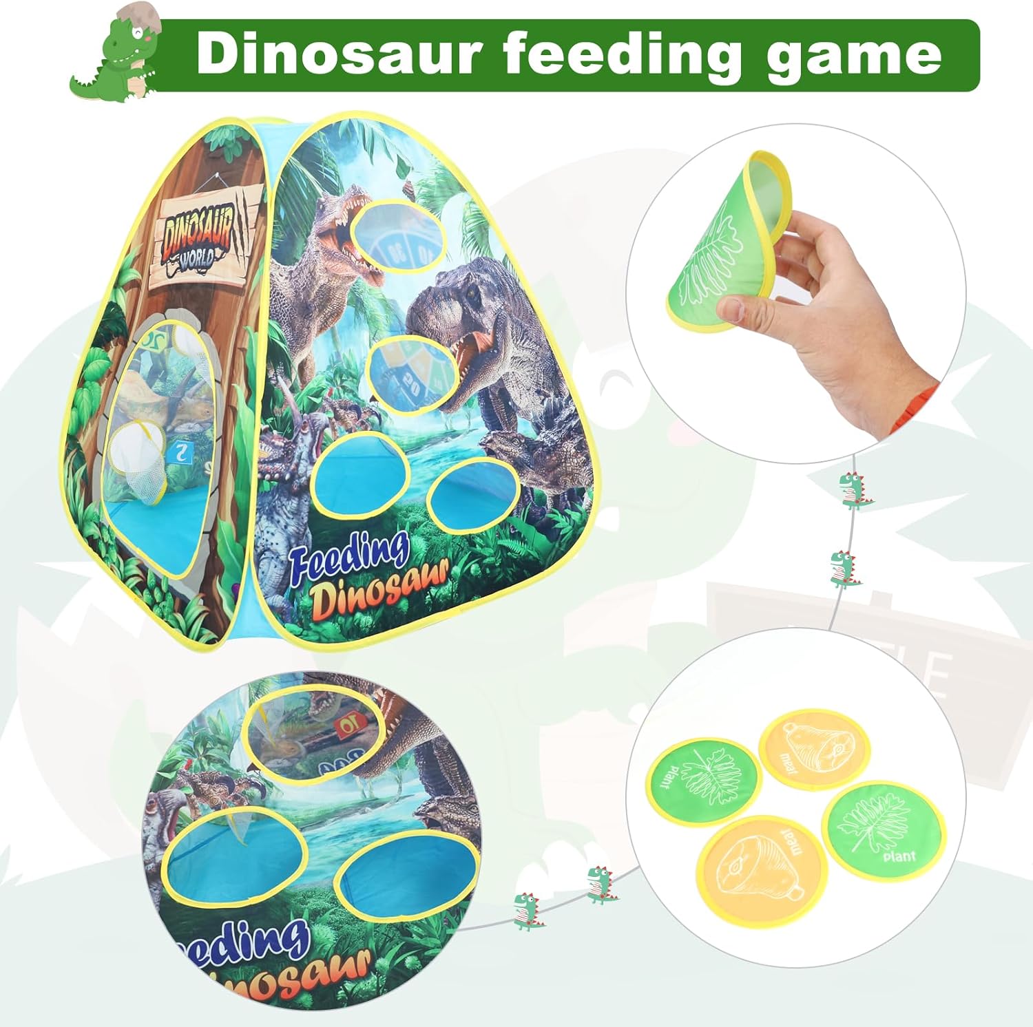 Tienda de campaña de dinosaurio para niños en interior Tienda de campaña desplegable para niños y niñas, para interiores y exteriores, tienda de