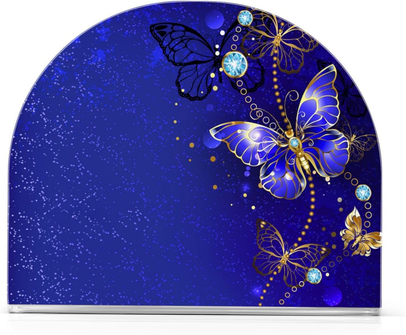 Elegante servilletero de mariposa azul, soportes de acrílico para servilletas de mesa de cóctel, dispensador de papel para cocina, comedor,
