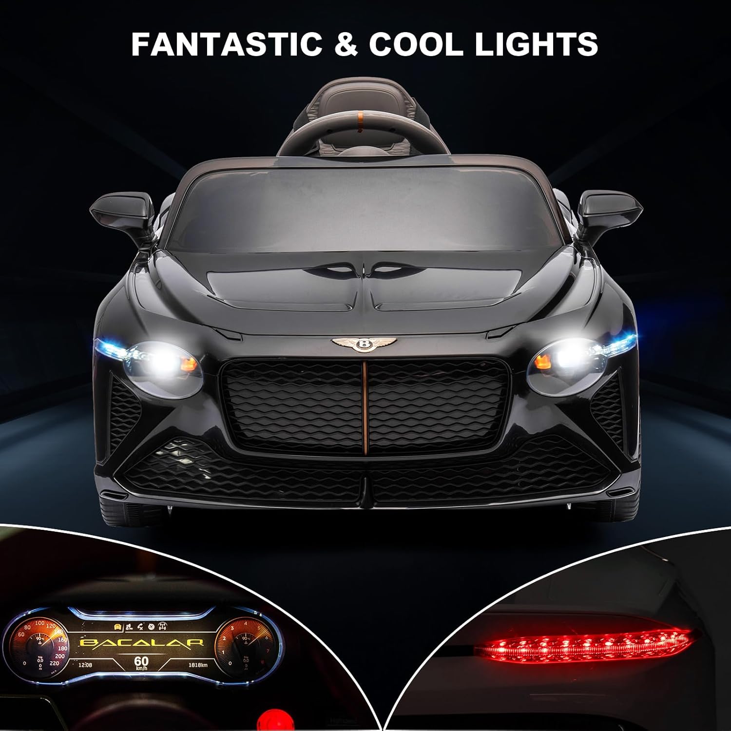 Auto eléctrico para niños con control remoto para padres, auto Bentley para niños pequeños, juguetes de conducción con batería de 12 V, ruedas