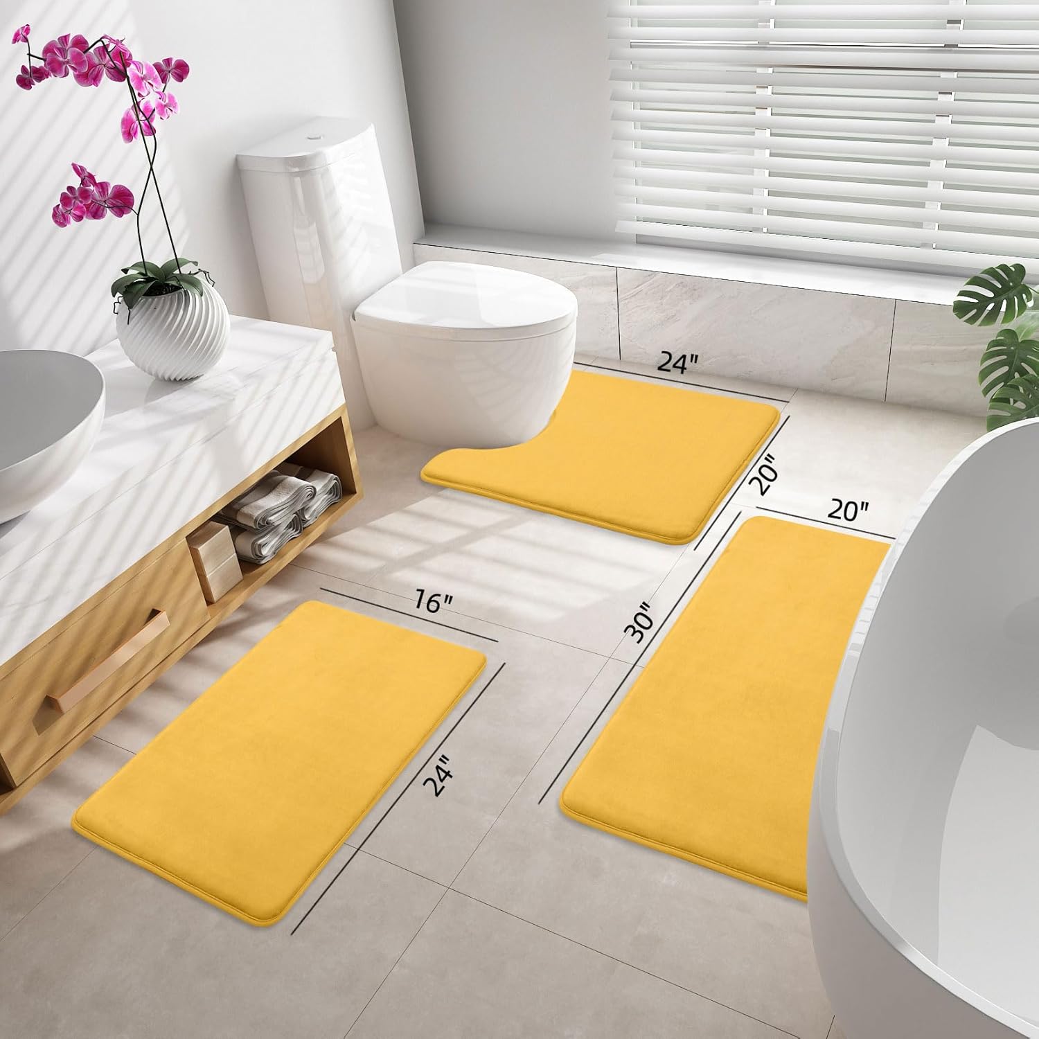 Smiry – Tapete de baño de espuma viscoelástica, supersuave, absorbente, antideslizante, alfombra para el suelo del baño, 32 x 20 pulgadas, color
