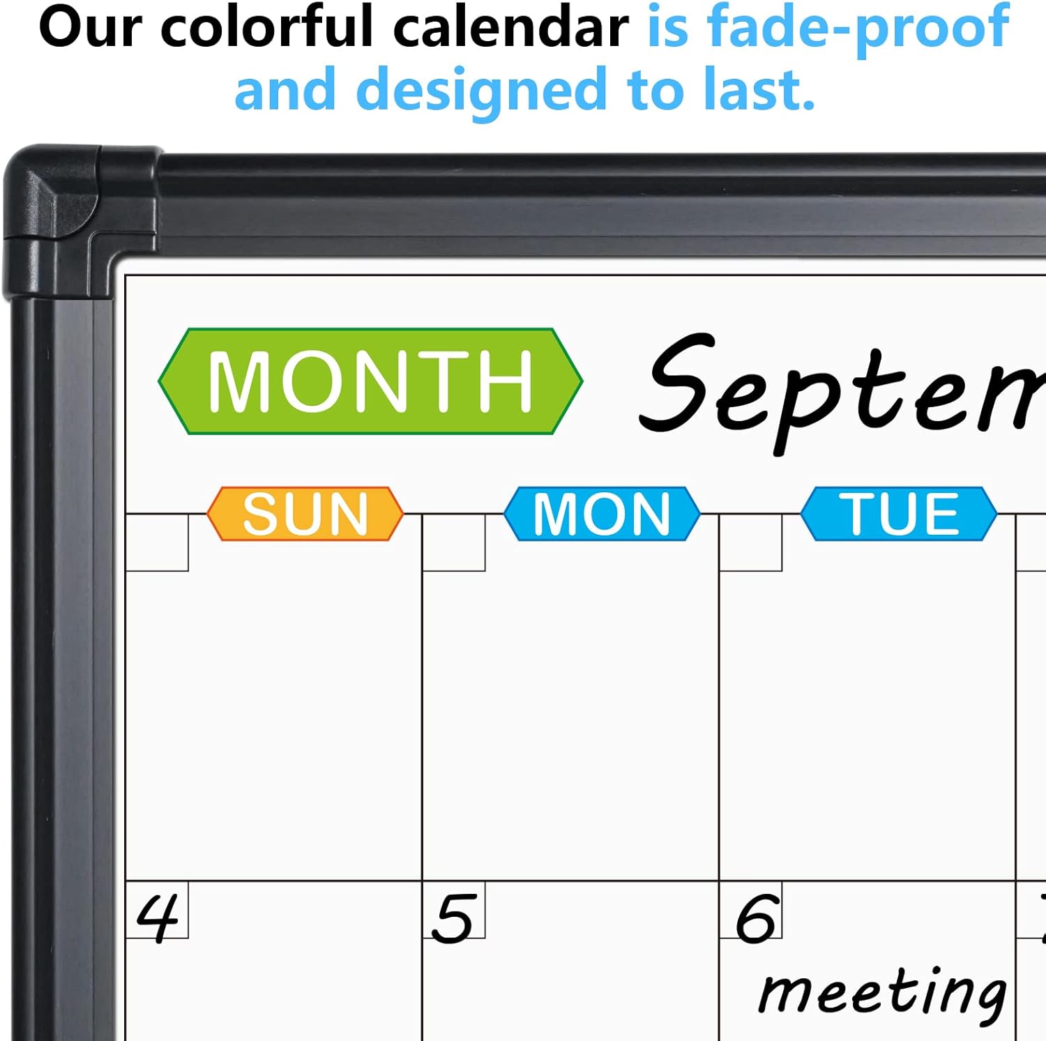 JILoffice Calendario magnético de borrado en seco, pizarra blanca de 2 meses, 48 x 36 pulgadas, marco de aluminio negro, tablero montado en la pared