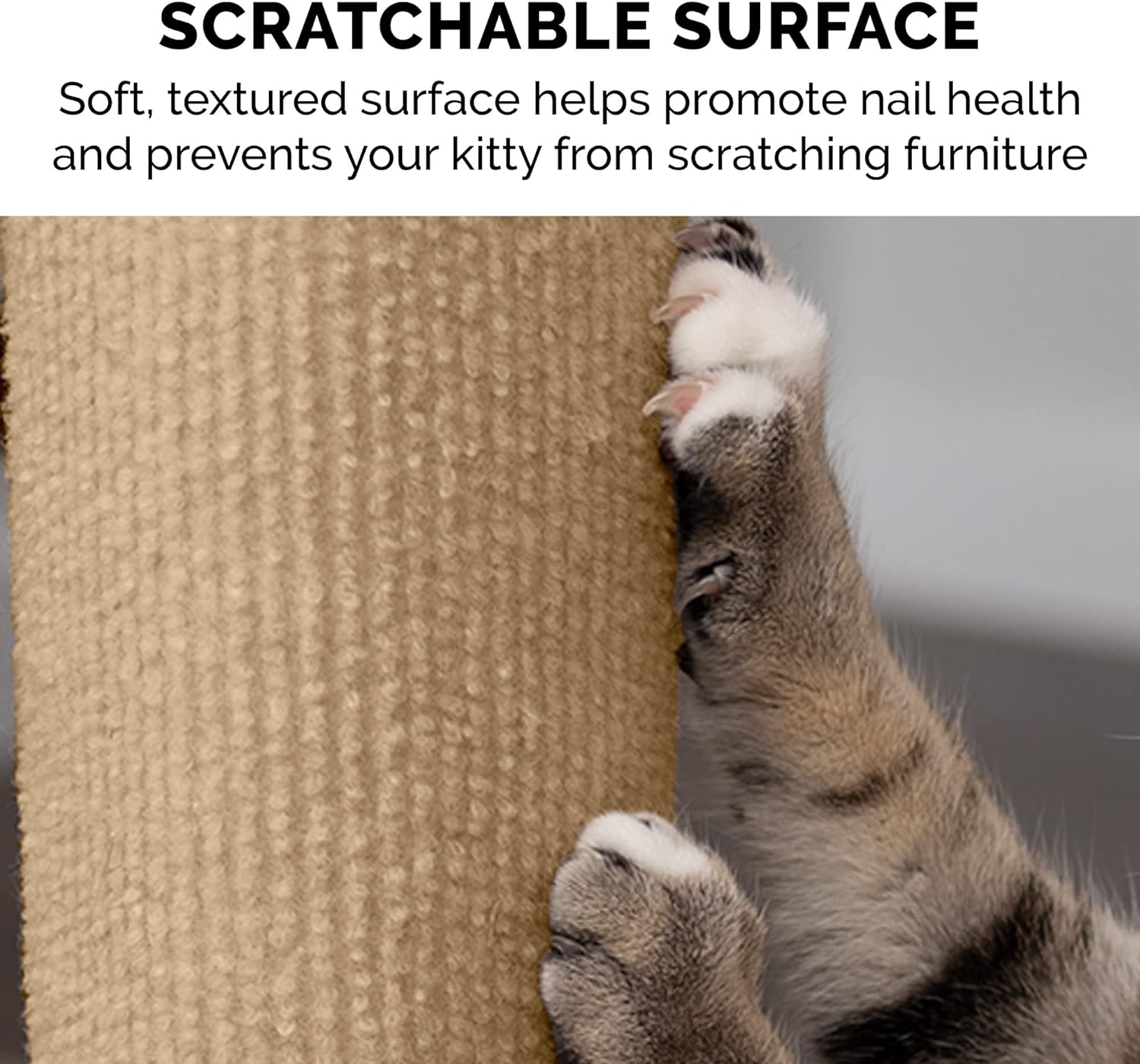 Furhaven Funda para poste rascador envolvente para gatos de interior, se adapta a postes de hasta 3.5 pulgadas de diámetro, duradera y menos