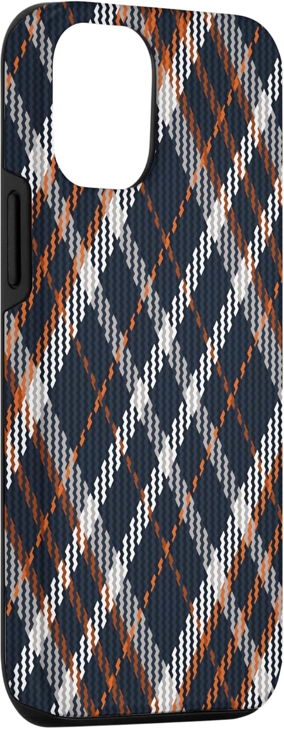 Funda para iPhone 13 Pro, diseño de calabazas de otoño y otoño a cuadros azul marino, negro y naranja