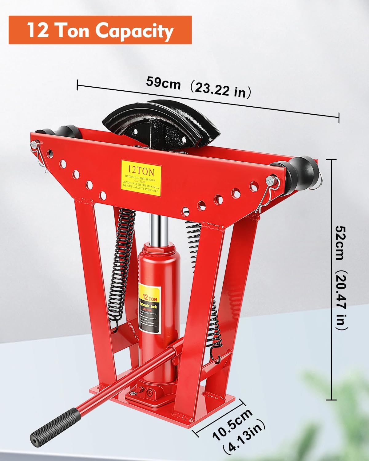 Dobladora de tubos hidráulicos de 12 “Herramienta de doblado de tubo de escape manual de cobre de 12 toneladas 6 troqueles (12″, 34″, 1″, 1-14”,