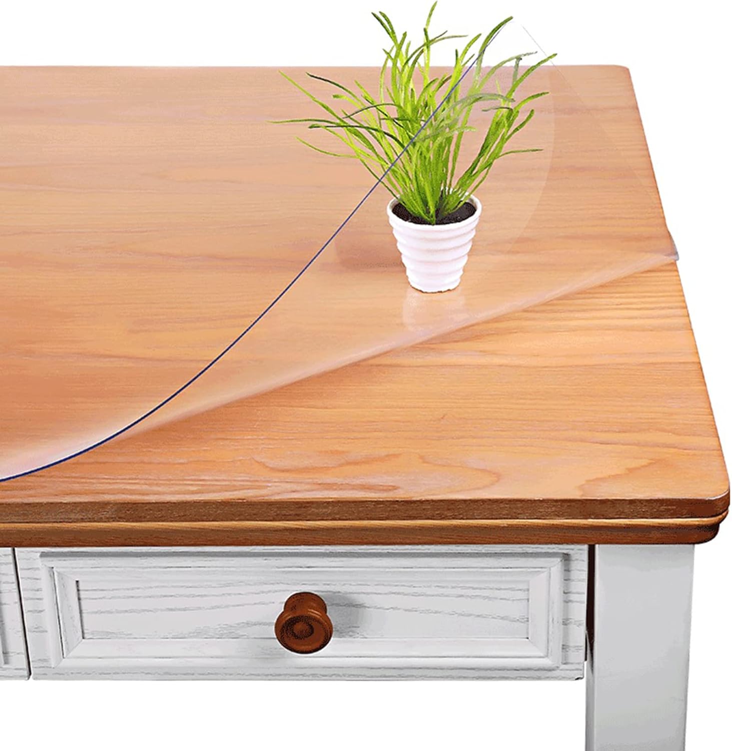 Mantel protector de mesa de comedor de plástico transparente, fácil de limpiar, protector de mesa (0.059in, 23,6 x 23,6 pulgadas)