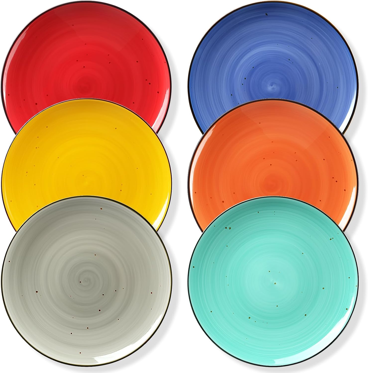 Yedio Juego de 6 platos de cerámica de porcelana de 8.9 pulgadas para ensalada, postre, aperitivo, pasta, platos de cocina, microondas, horno, aptos