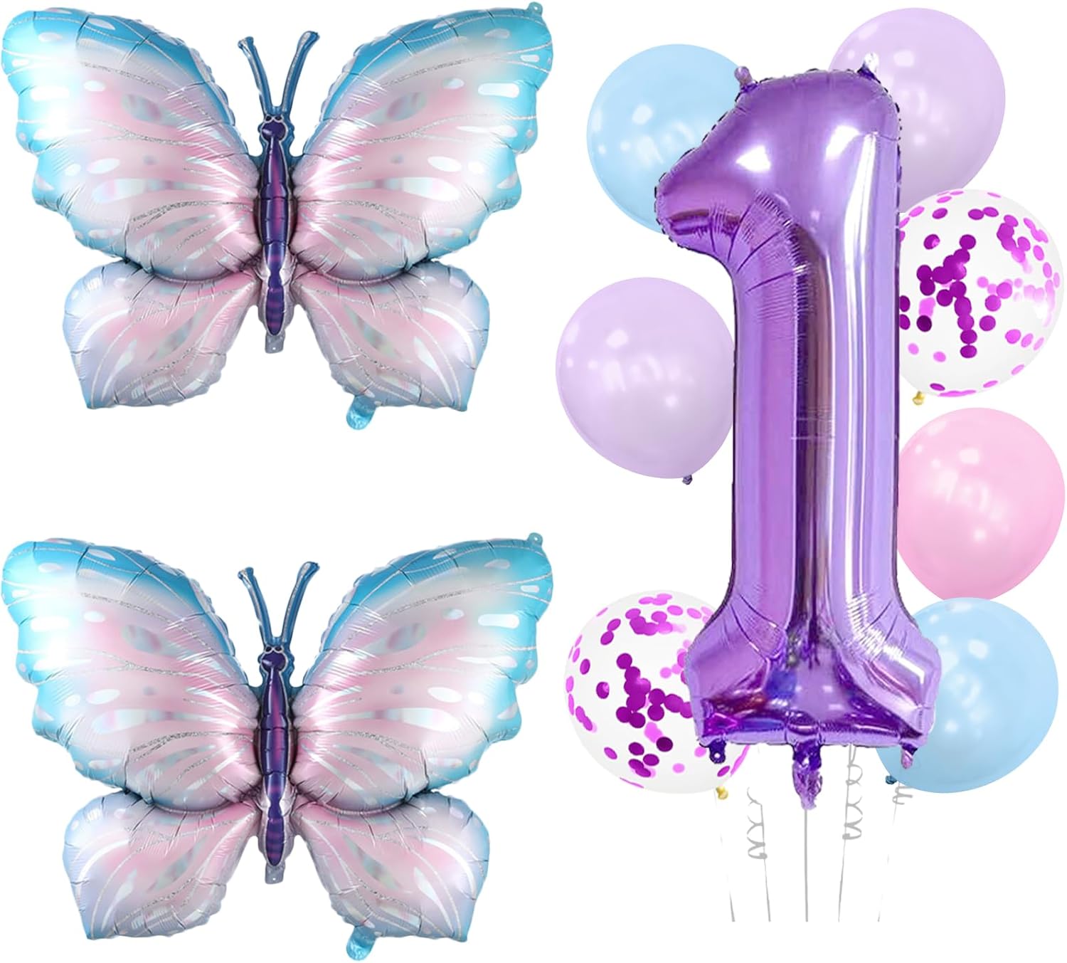 Decoraciones de cumpleaños de mariposa, 23 piezas de globos de mariposa moradas, decoraciones de mariposa para fiesta de cumpleaños, baby shower
