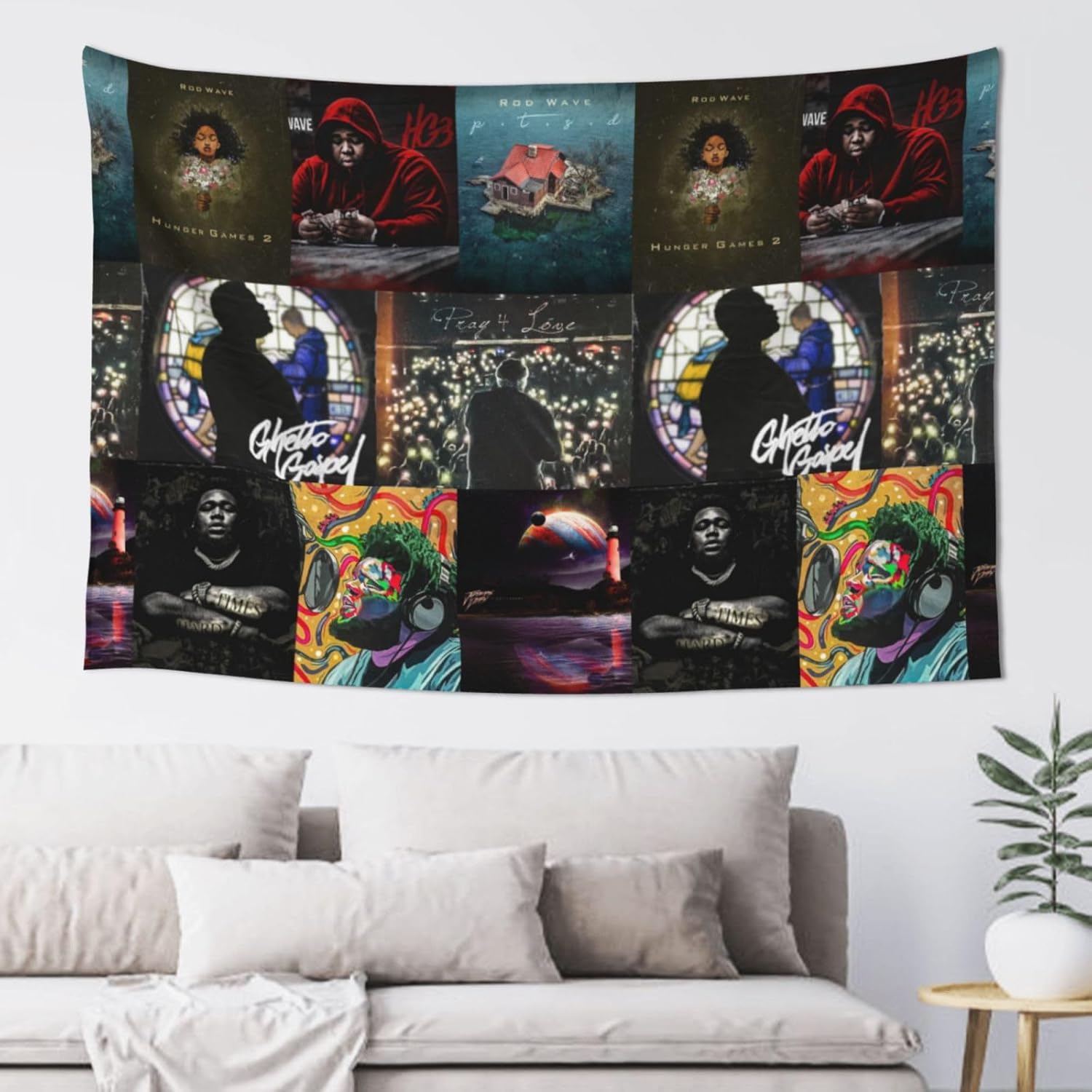 ALTUY Tapiz de varillas de rapero, tapiz de ondas de rapero, tapiz para colgar en la pared, arte de pared, tapiz de bandera estadounidense, póster