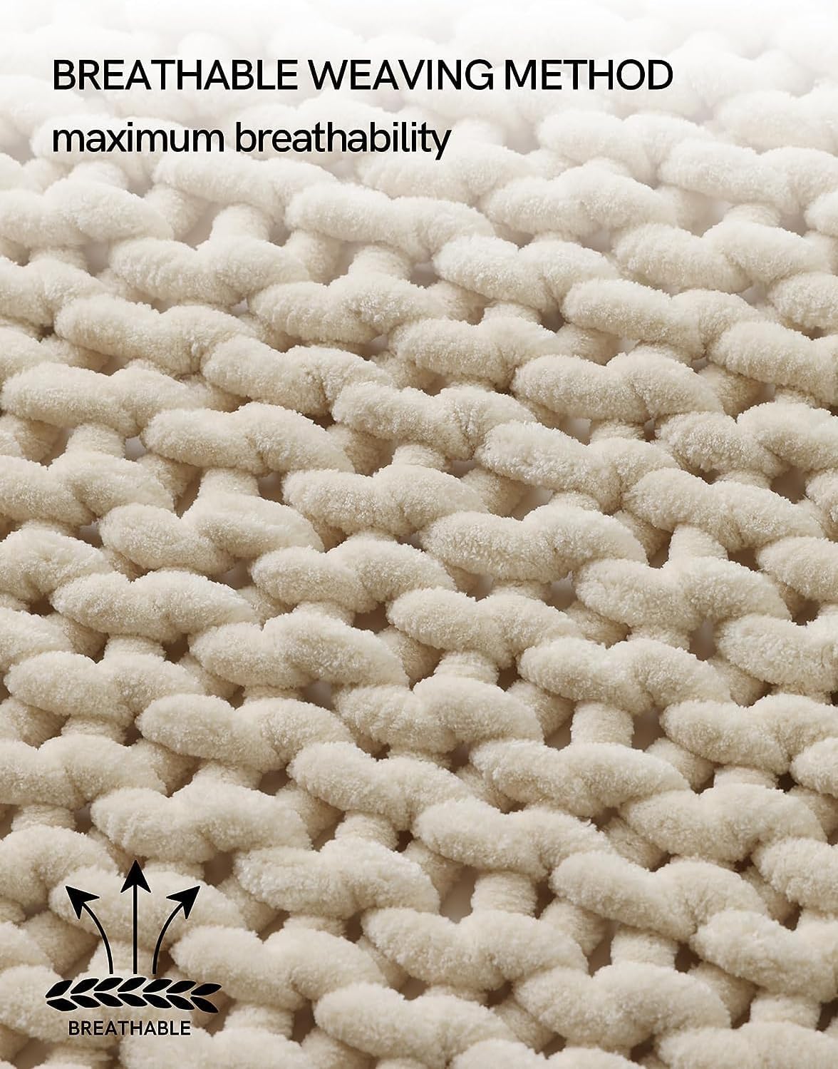 YnM Manta gruesa, tejida a mano con hilo de felpilla, agradable al tacto, ventilada y transpirable, lavable a máquina, pieza de decoración del hogar