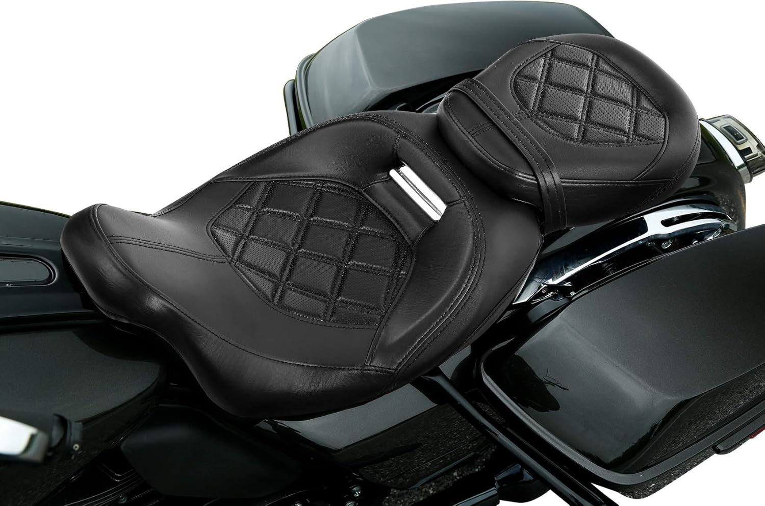 XMT-MOTO El asiento de pasajero de perfil bajo se adapta a los modelos Harley Davidson Touring y Tri Glide 2009 y posteriores, para los modelos Road