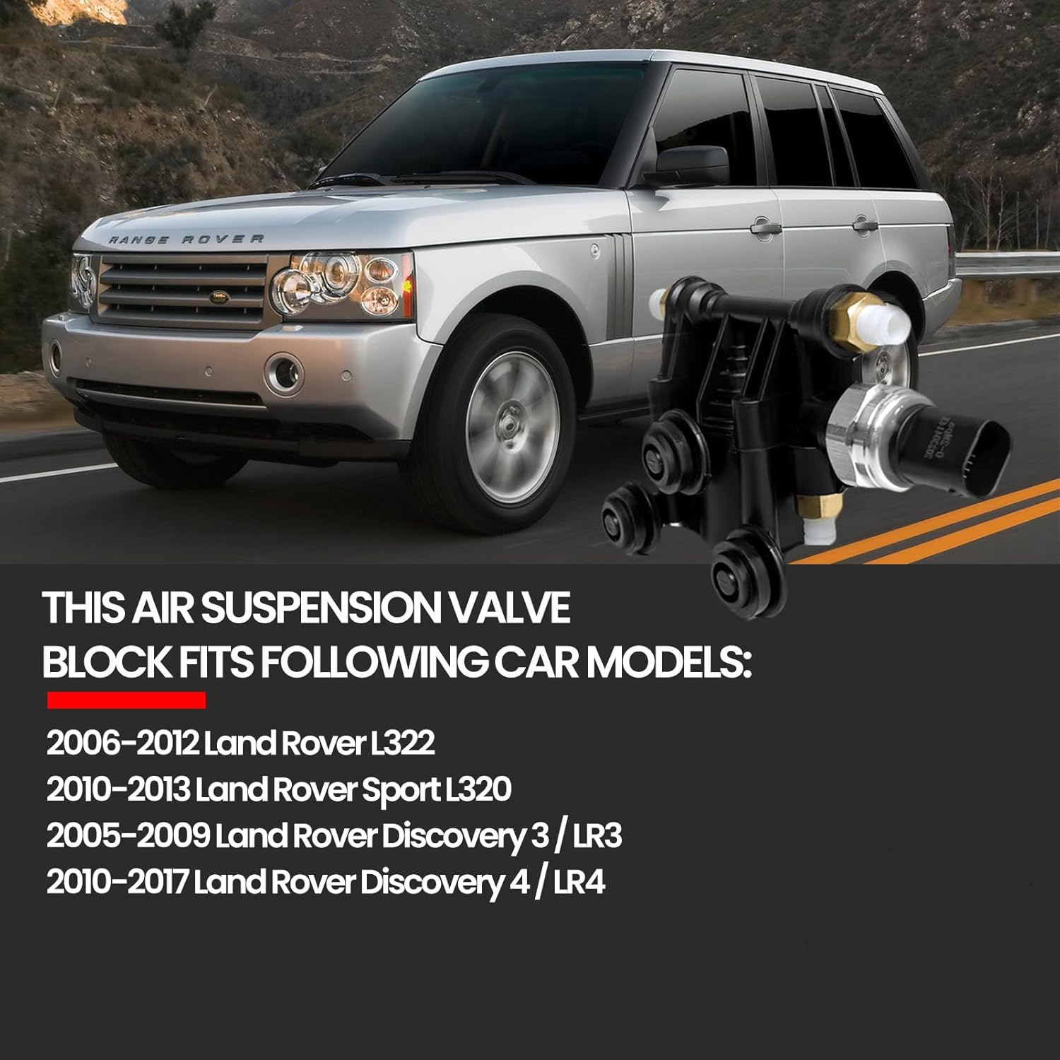 VIGOR Control de bloque de válvula de suspensión neumática compatible con Land Rover L322, L320 y 2005-2009 Discovery 34, LR3LR4 Car, OEM número de
