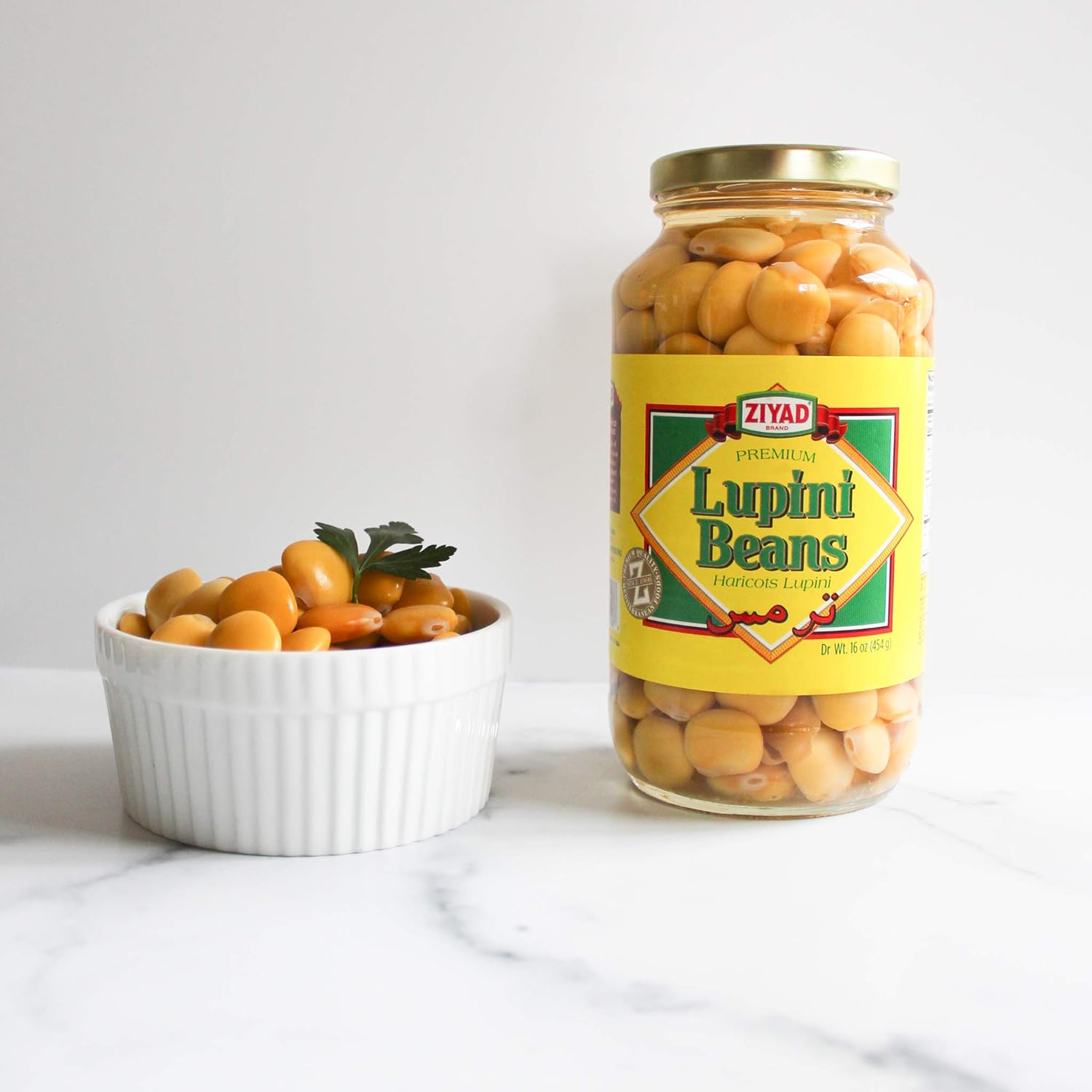 Ziyad Brand Premium Lupini Beans Snack, alto contenido en proteínas vegetales, keto, dieta mediterránea, no perecedero, vegano, vegetariano, 16