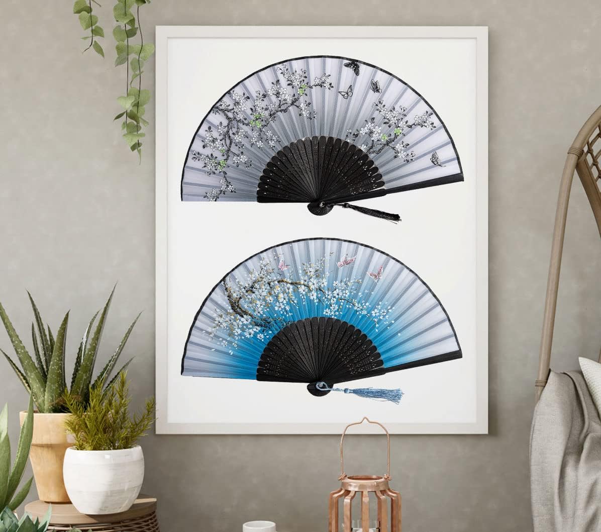 Amajiji Pequeños abanicos de mano plegables, mantente fresco y elegante con abanicos de seda de mano de bambú, perfectos para sofocos, festivales de