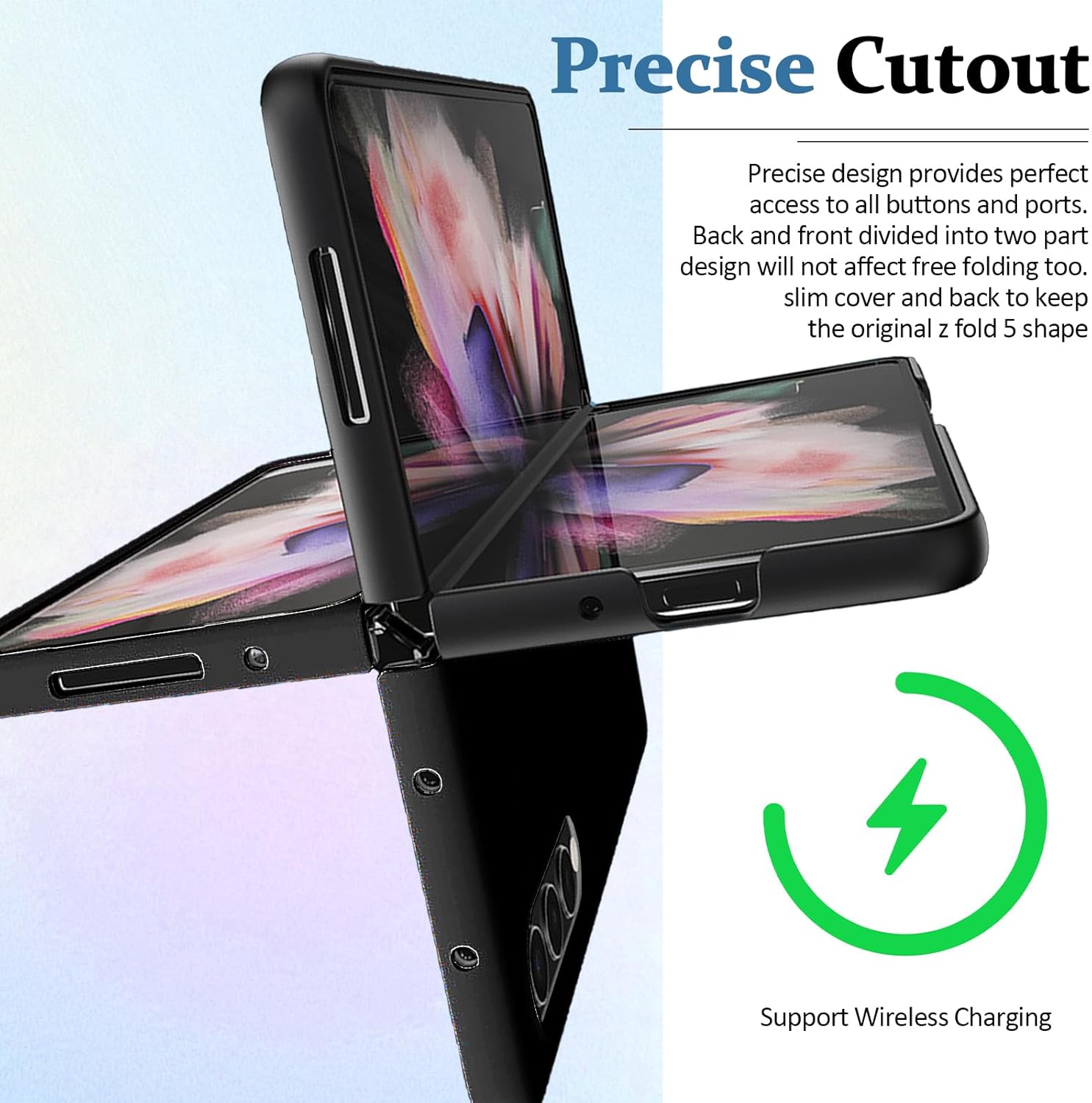 Miimall Funda compatible con Samsung Galaxy Z Fold 5, parachoques de PC líquido sedoso, carcasa plegable ultrafina y ligera, funda protectora de