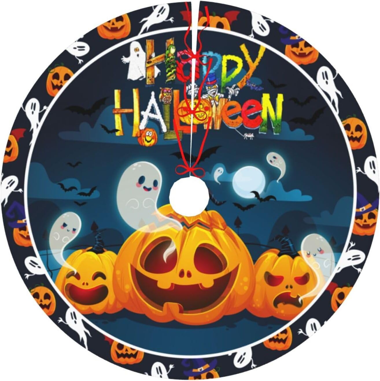Falda de árbol de calabaza, falda de árbol de Navidad, Halloween, 36 falda de árbol con cordones simple para interiores y exteriores, decoración del