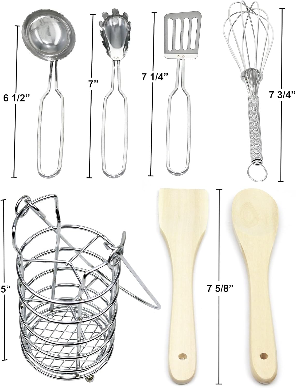 Click N’ Play Juego de utensilios de cocina de 7 piezas en soporte.