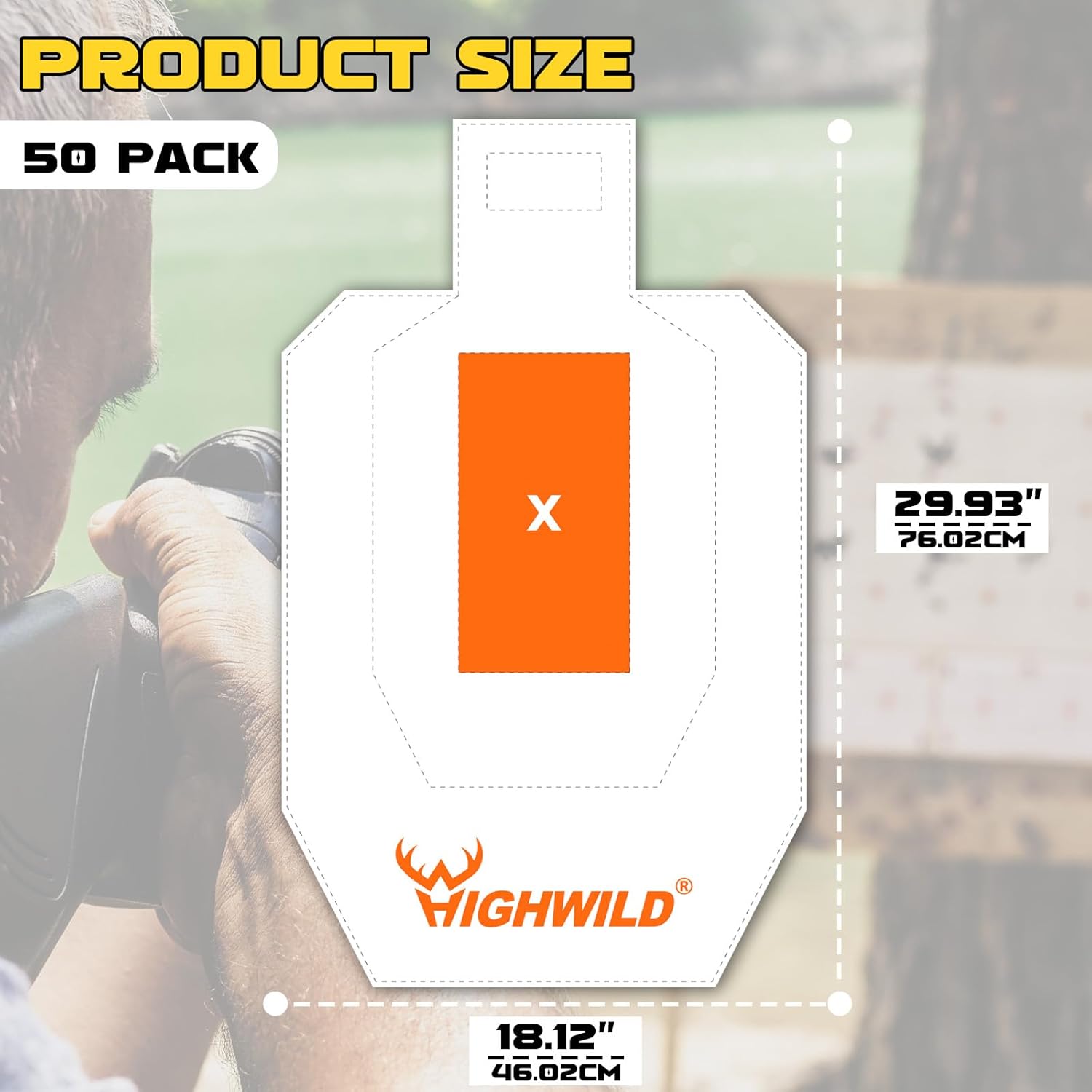 Highwild Objetivos de cartón de 18 x 30 pulgadas para disparar – Objetivos de papel USPSA (paquete de 50)