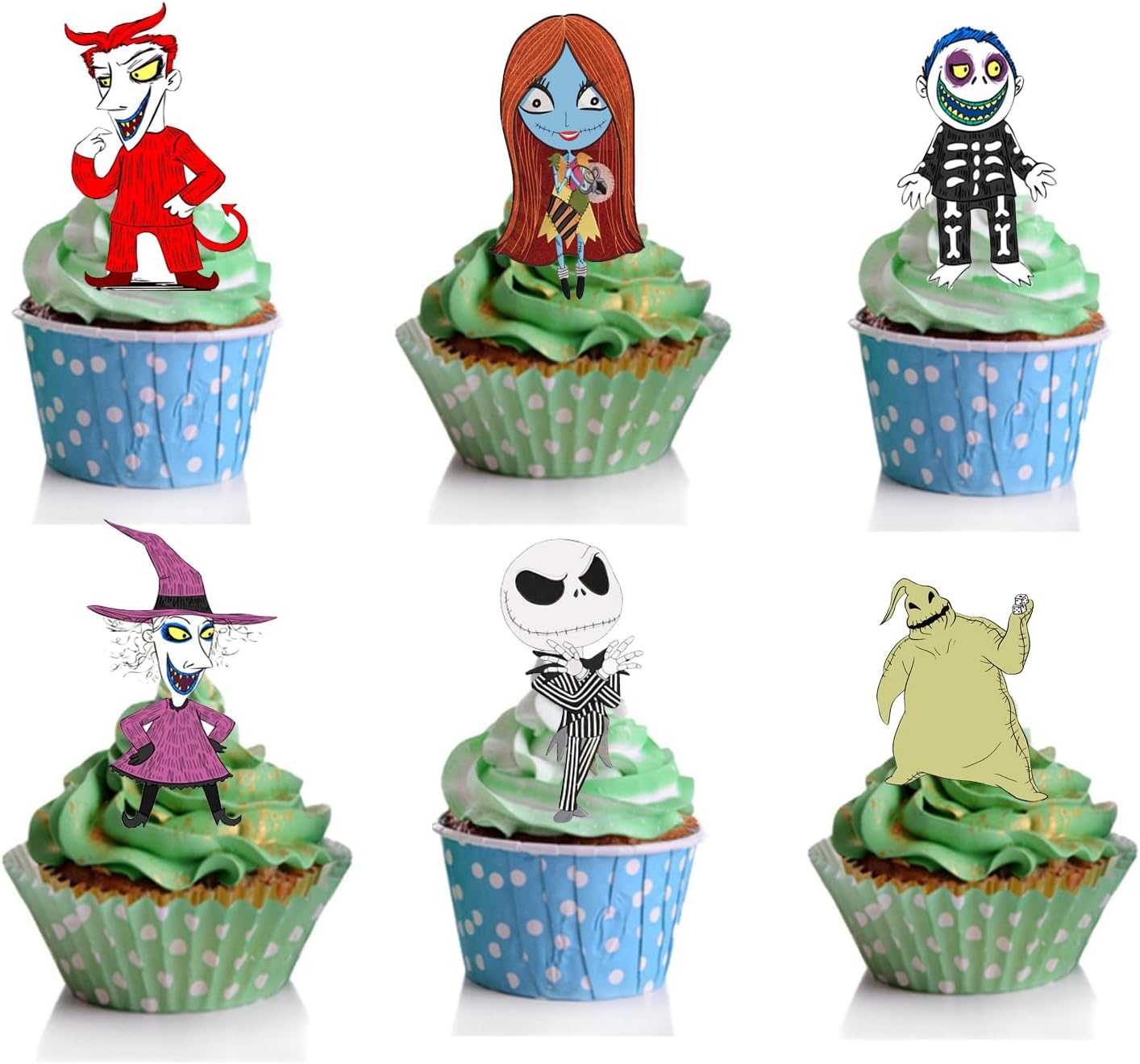 Decoración comestible de Halloween para cupcakes, decoración de pastel de pesadilla de Navidad, patrón de Grinch, decoración de papel de arroz para